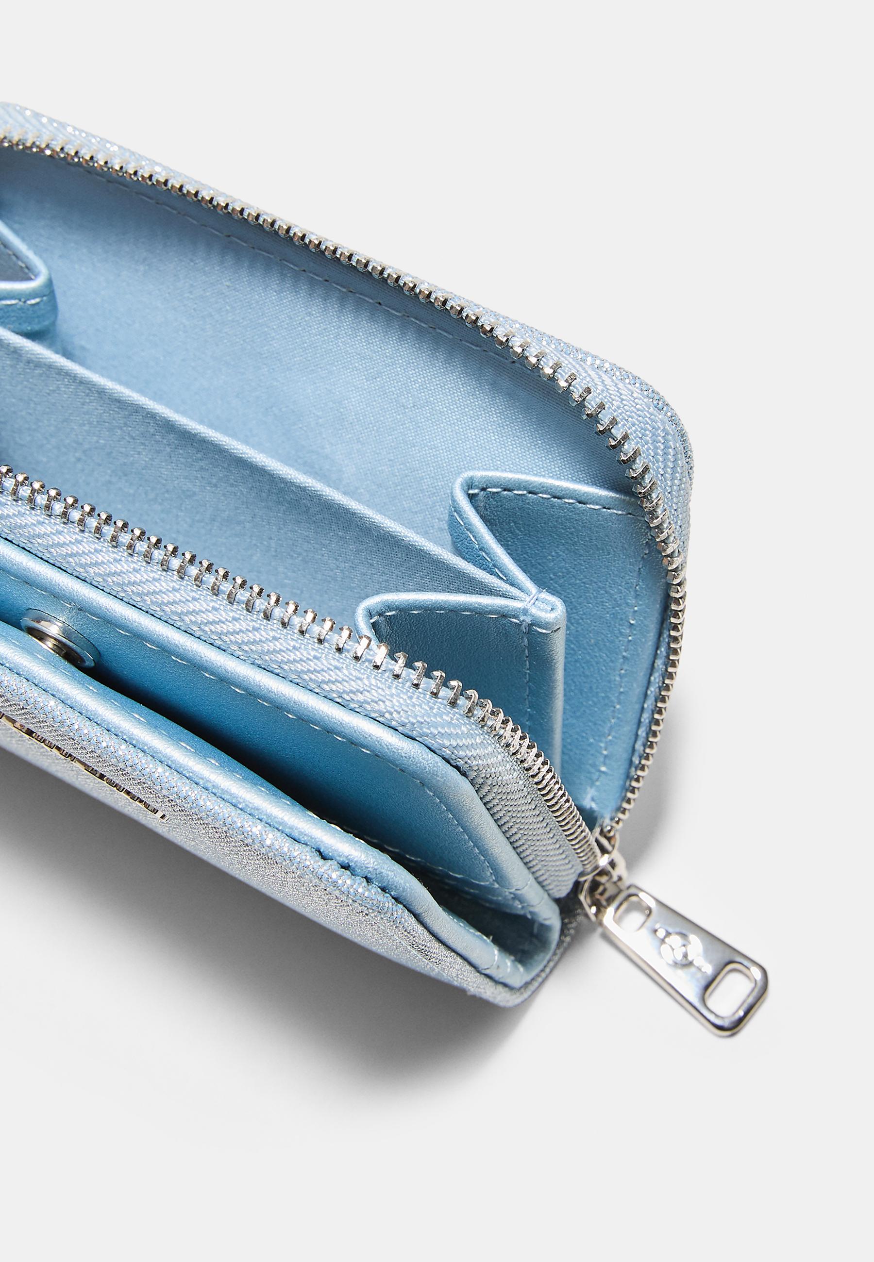 SHIMMERY ZIP-UP PURSE — Sky blue