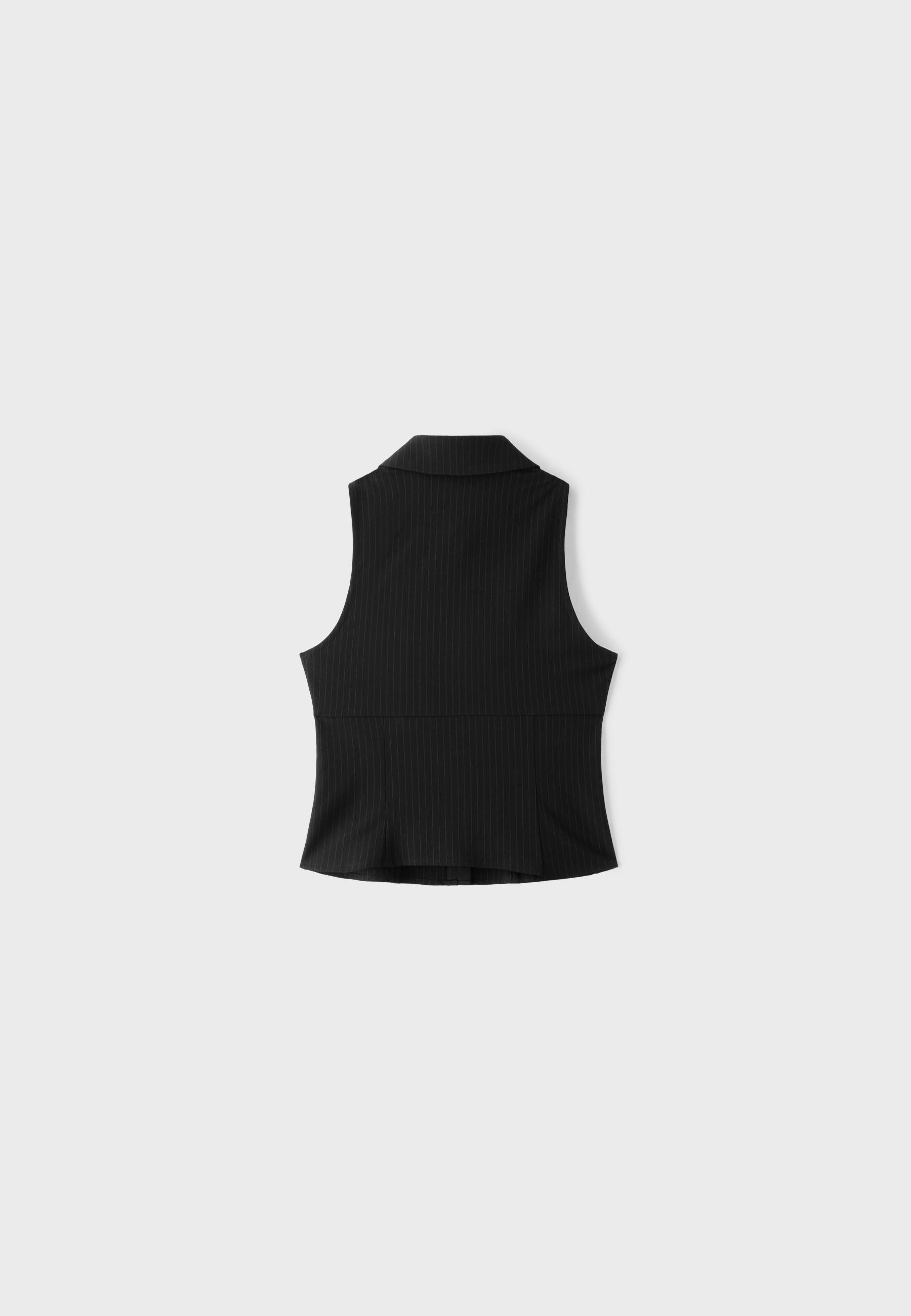 Sleeveless press stud top — Black