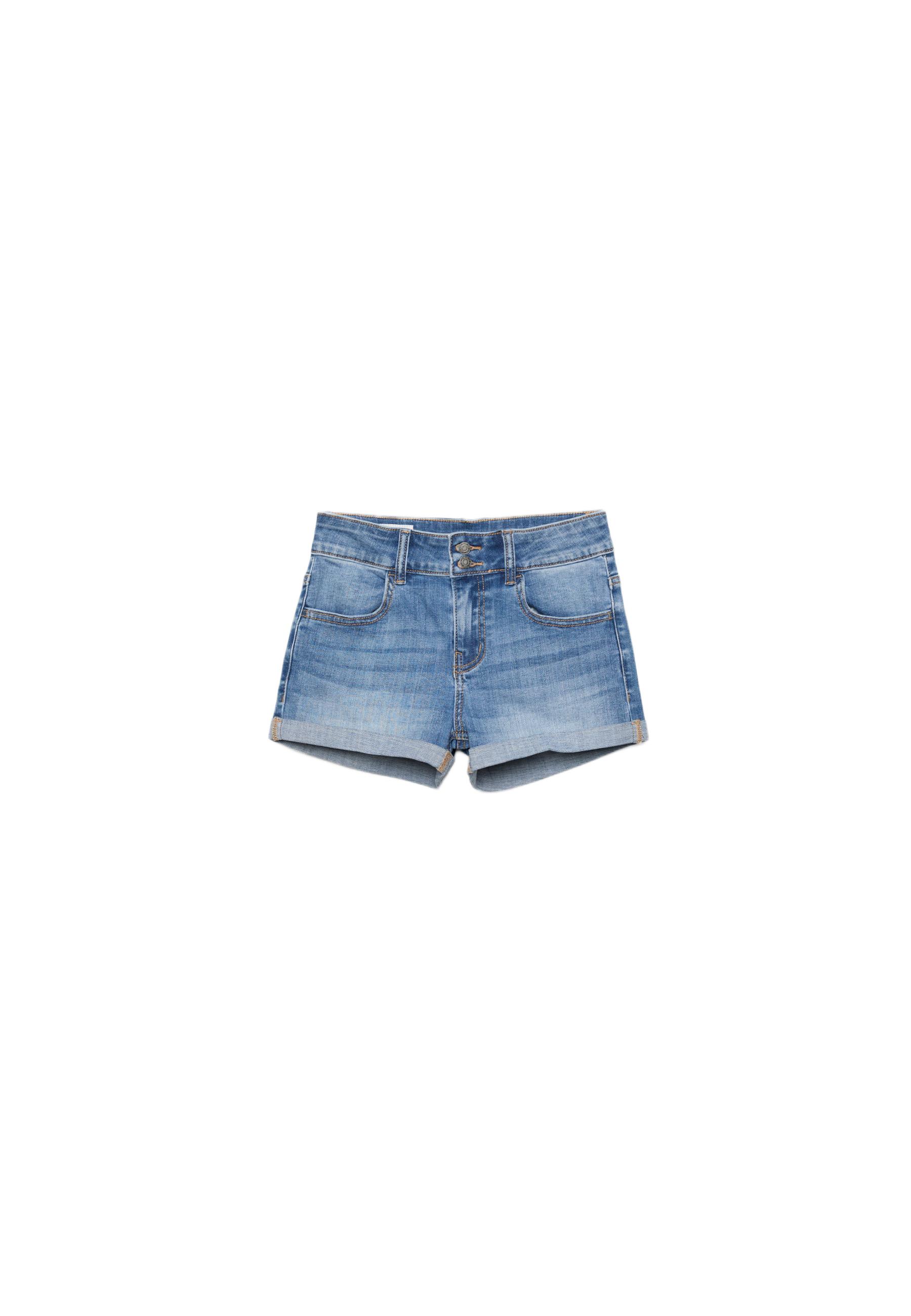Turn-up hem denim shorts — MEDIUM LIGHT BLUE DENIM