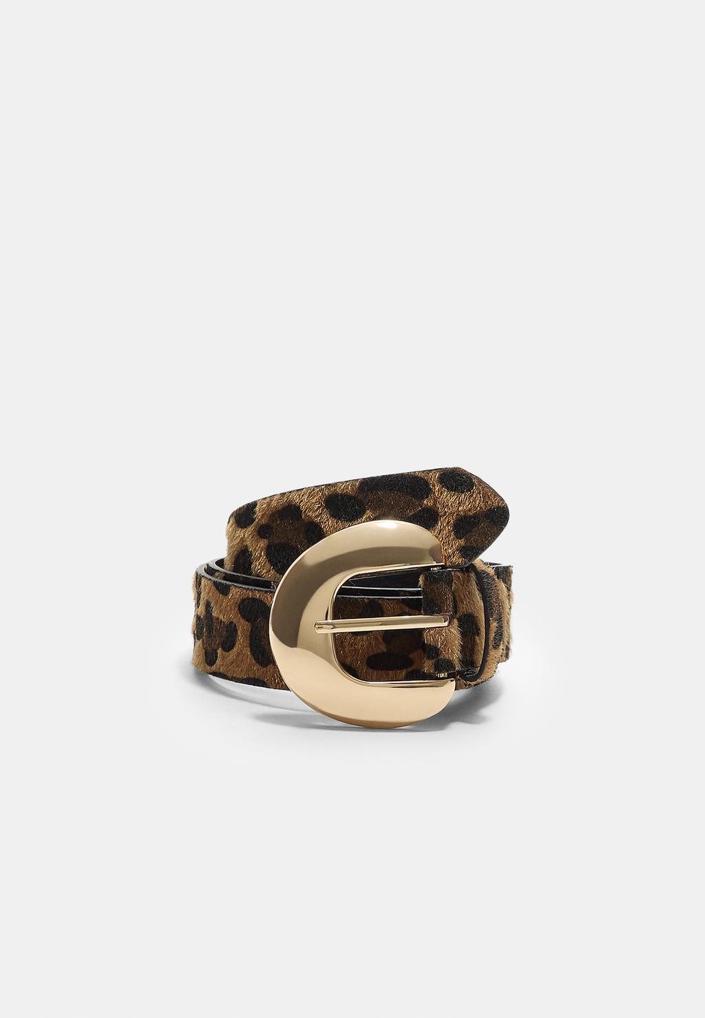 Cinturón hebilla luna leopardo
