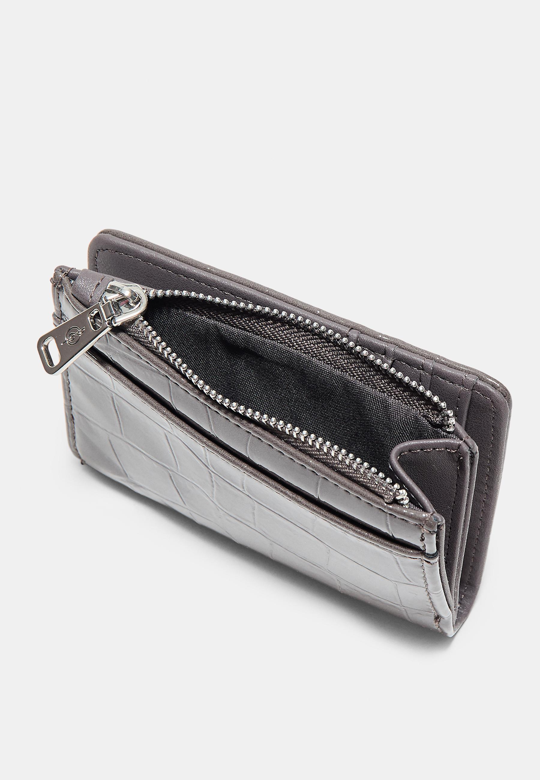 Mock croc card holder purse — Dark grey