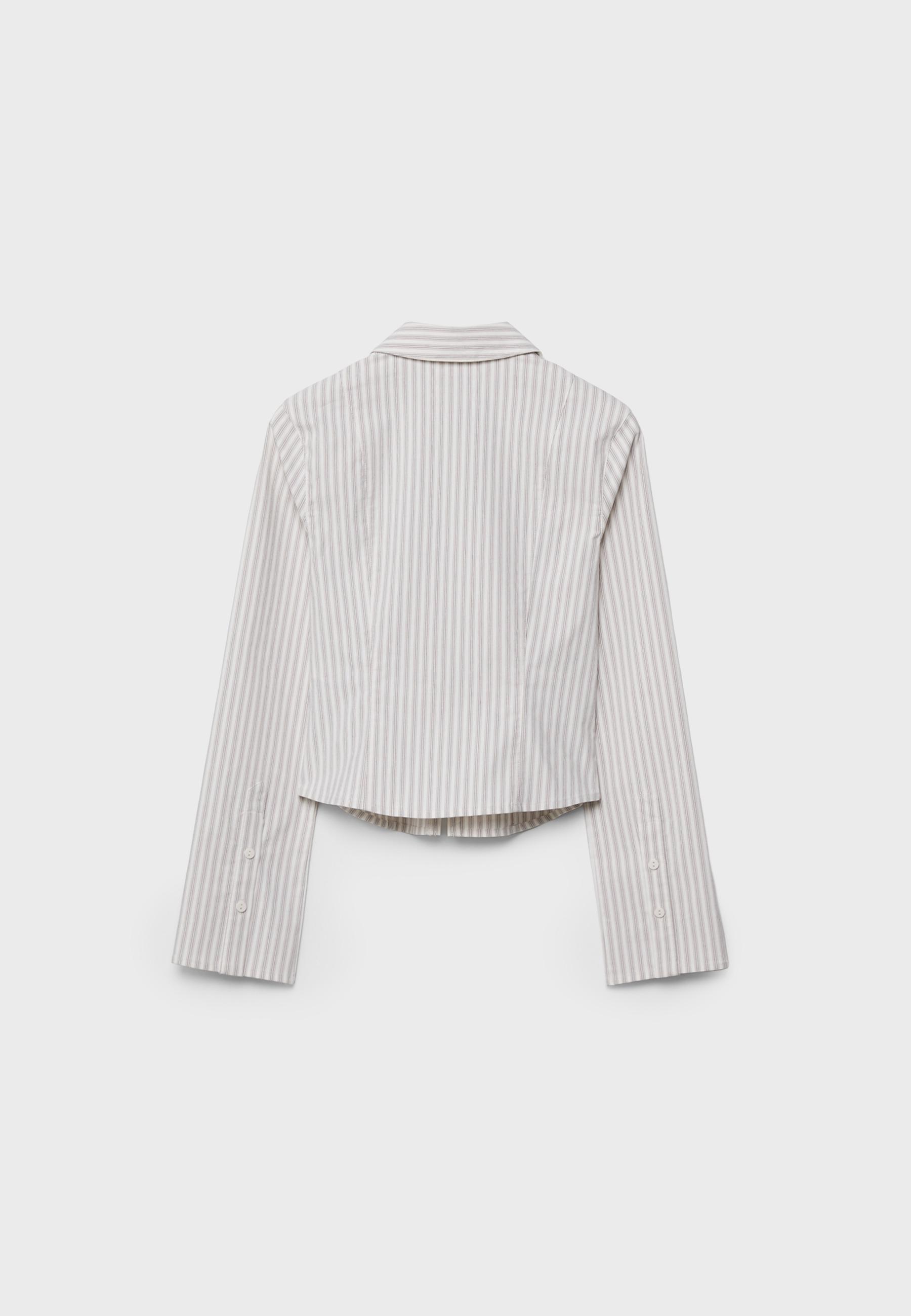 FITTED BENGALINE SHIRT WITH DOUBLE ZIP — Stone