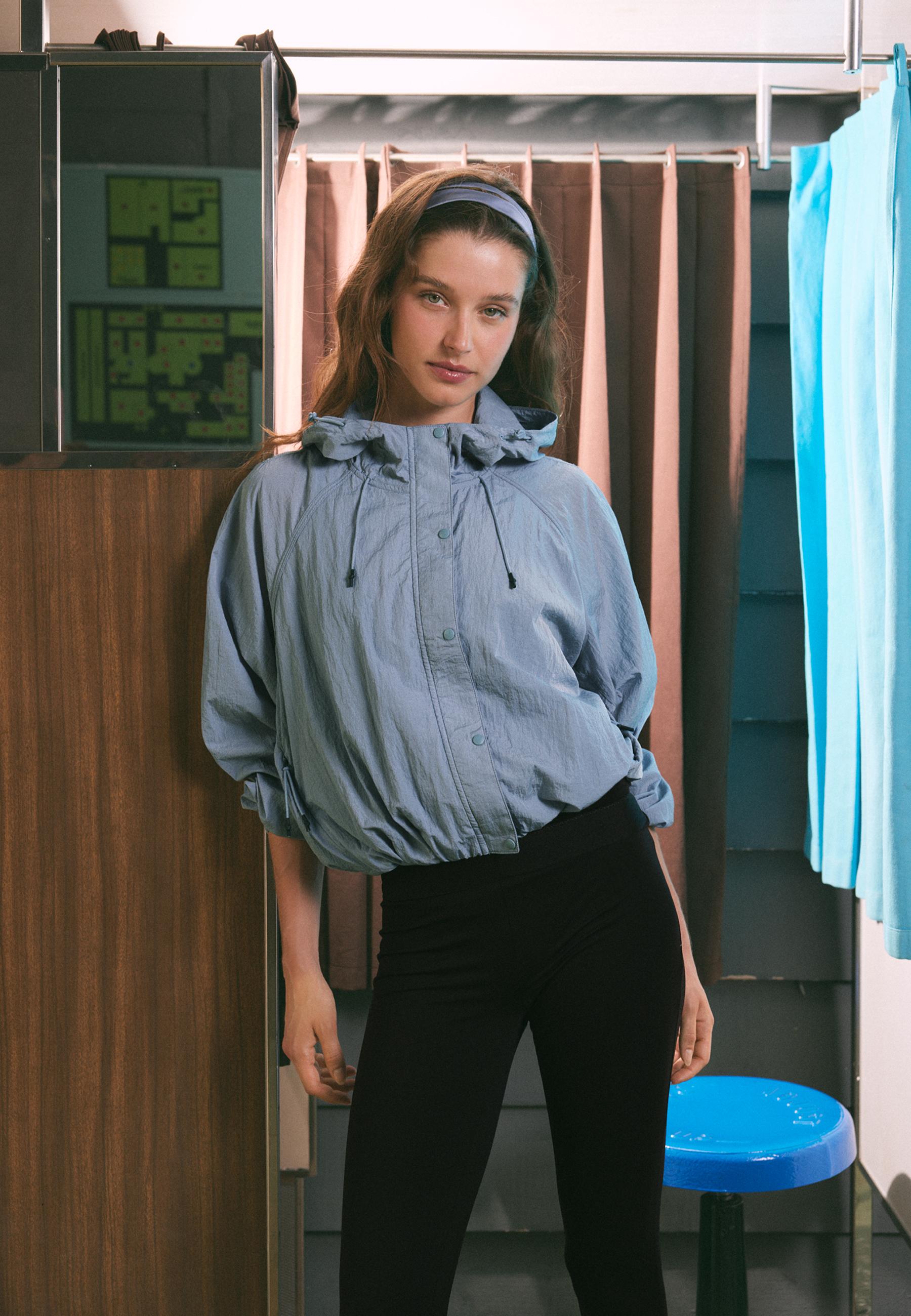 Gathered cropped jacket — Sky blue
