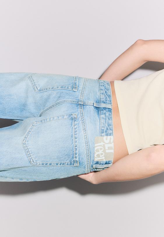 Stradivarius Low-Rise Straight-Leg Jeans Medium Light Blue Denim 10