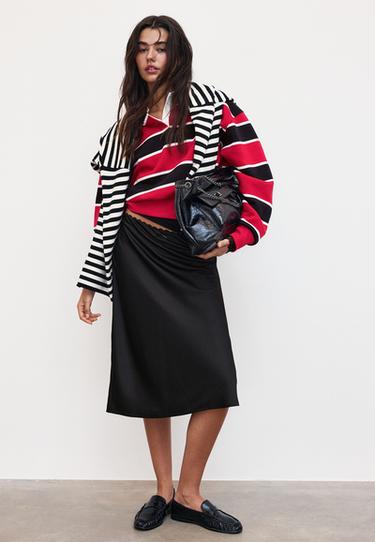 Striped polo sweatshirt — Red 2
