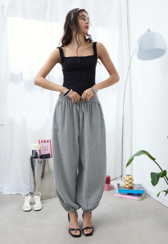 pantalon ballon a carreaux