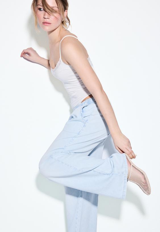 pantalon fluide denim a cordon