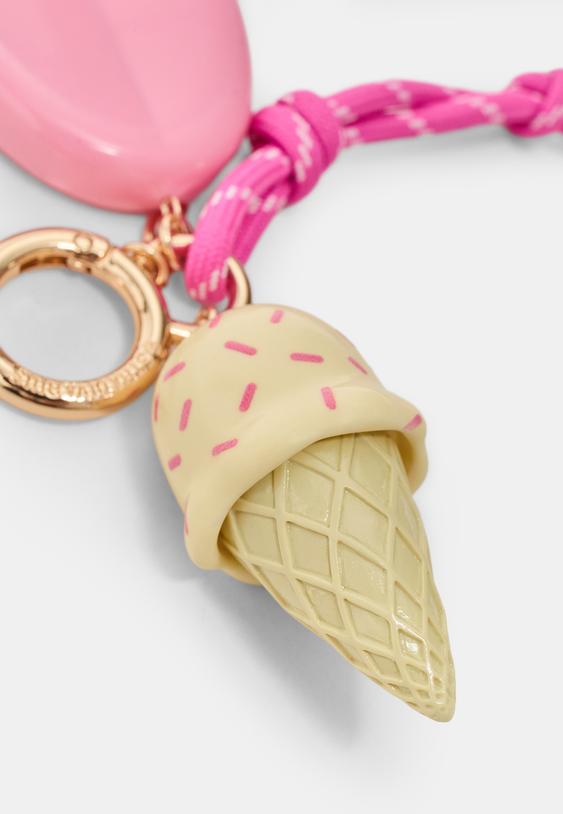 Stradivarius Ice Cream Charm Keyring Pink Os