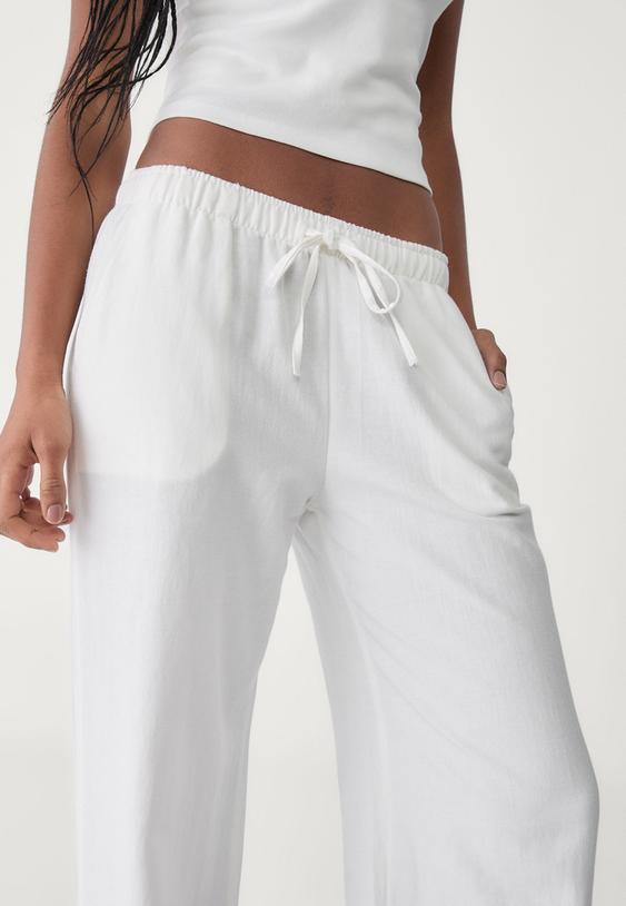 pantalon cordones con lino