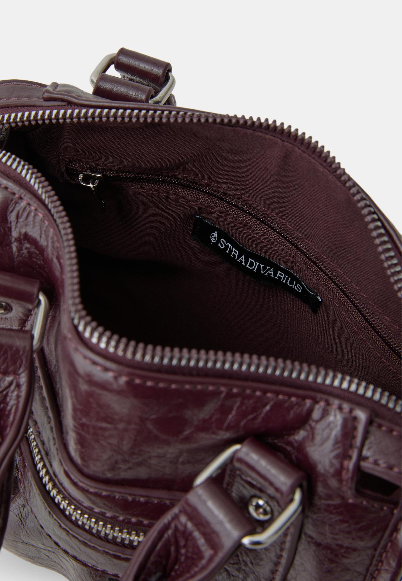 Zipped bowling crossbody bag — Burgundy