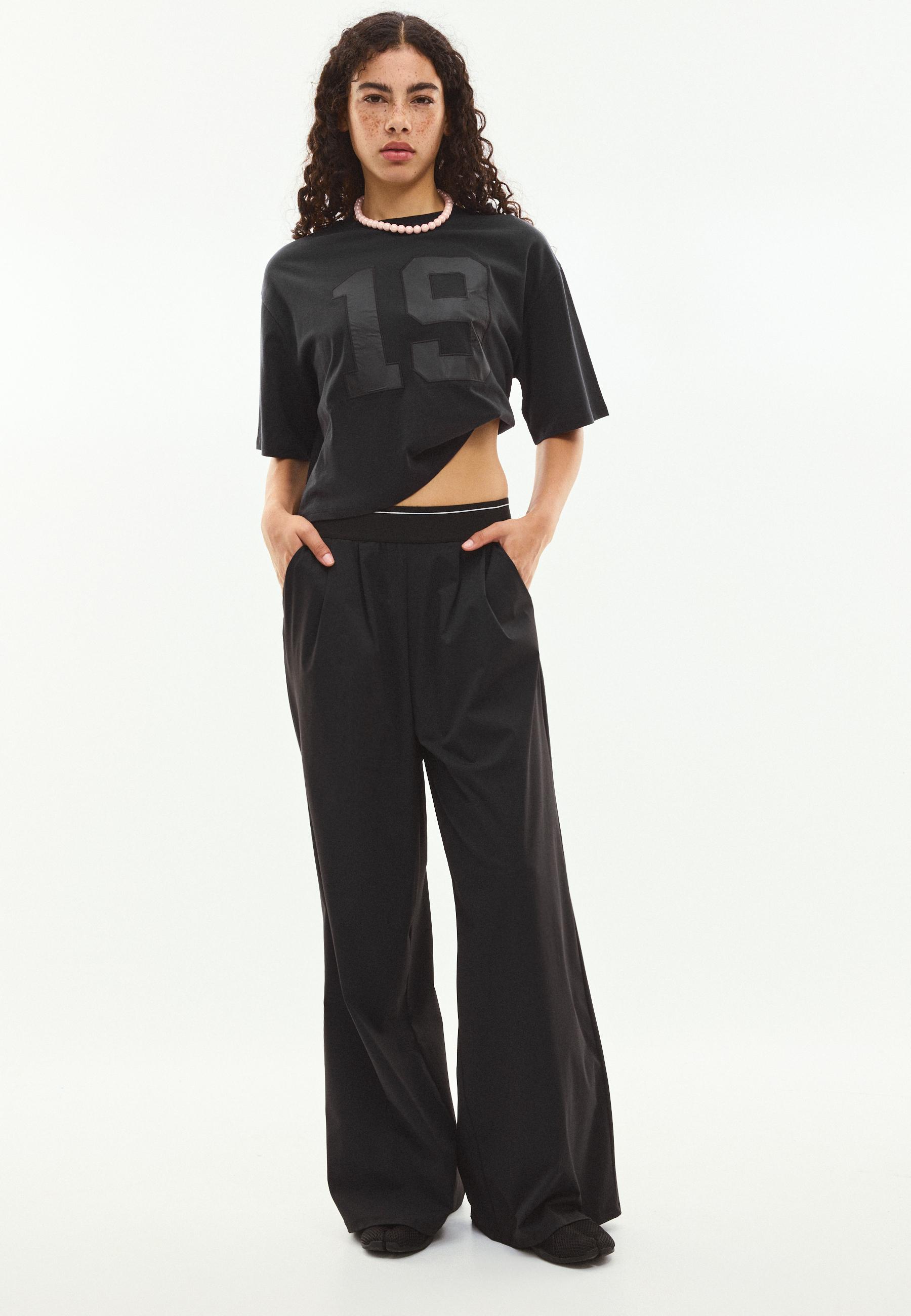 Elasticated waist palazzo joggers — Black