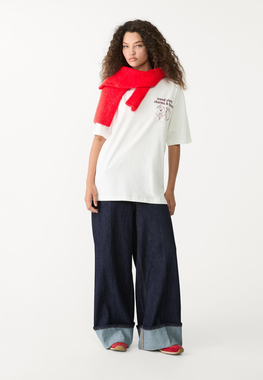 Kamiseta hartzatxoarekin, oversize, heavy cotton