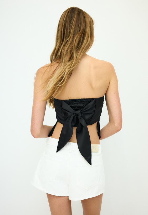 top bustier flecos bordado