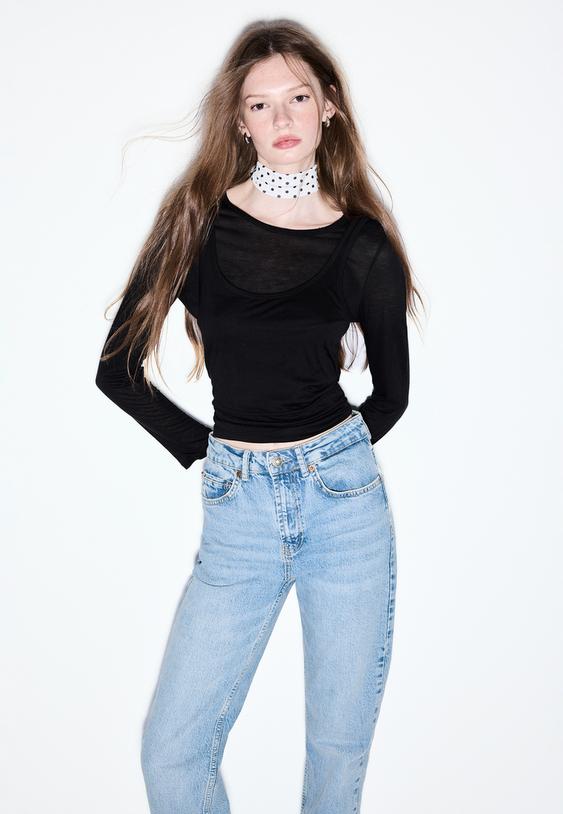 Stradivarius D98 Straight-Leg Jeans Medium Light Blue Denim 16