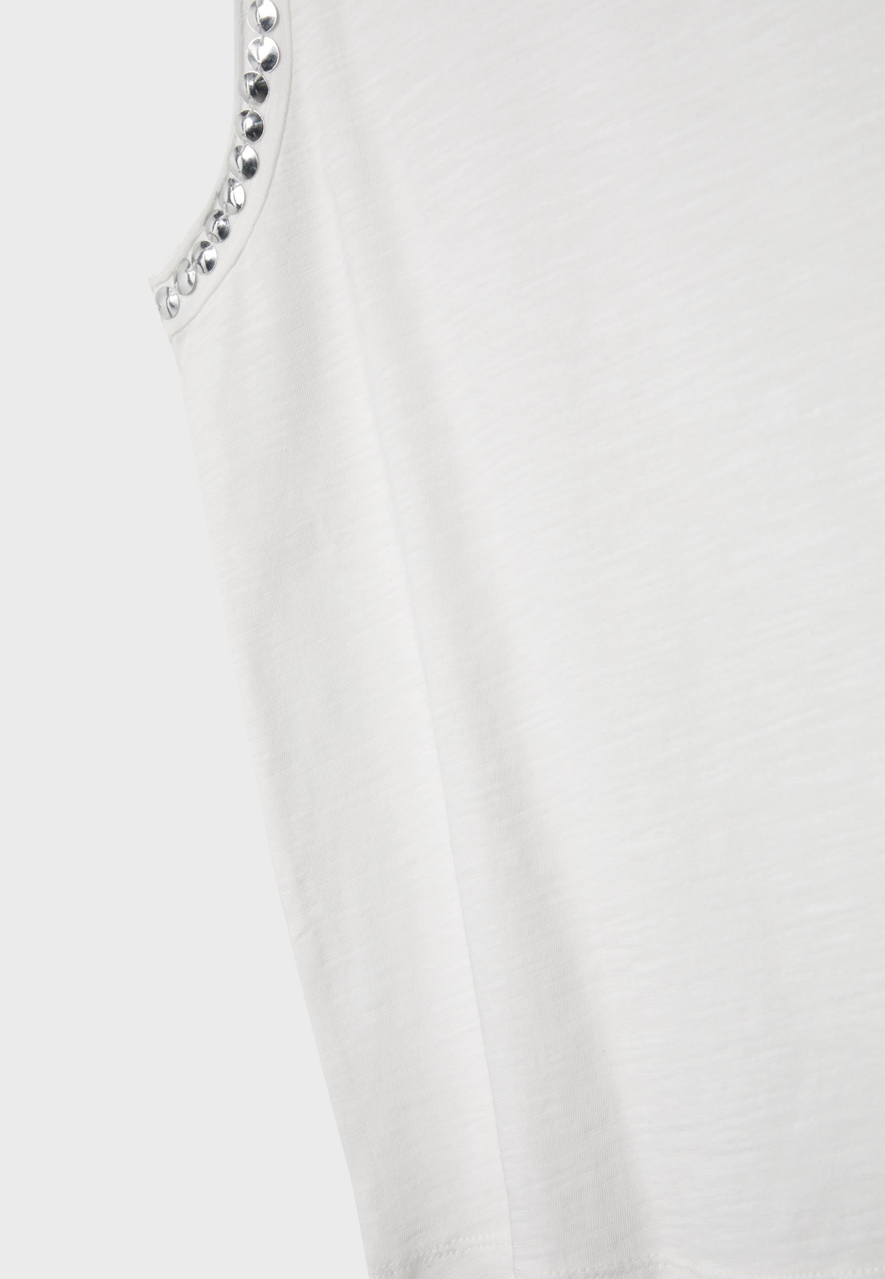 Sleeveless T-shirt with stud embroidery — Ecru