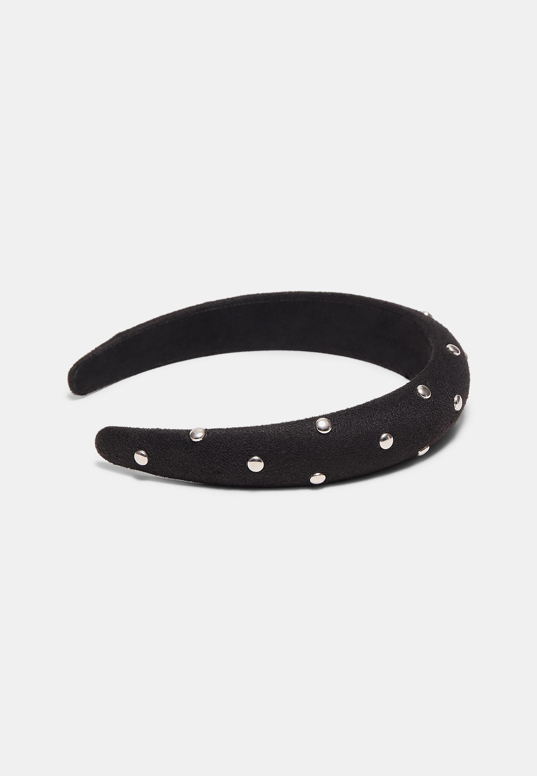 Black headband with evenly distributed silver studs.