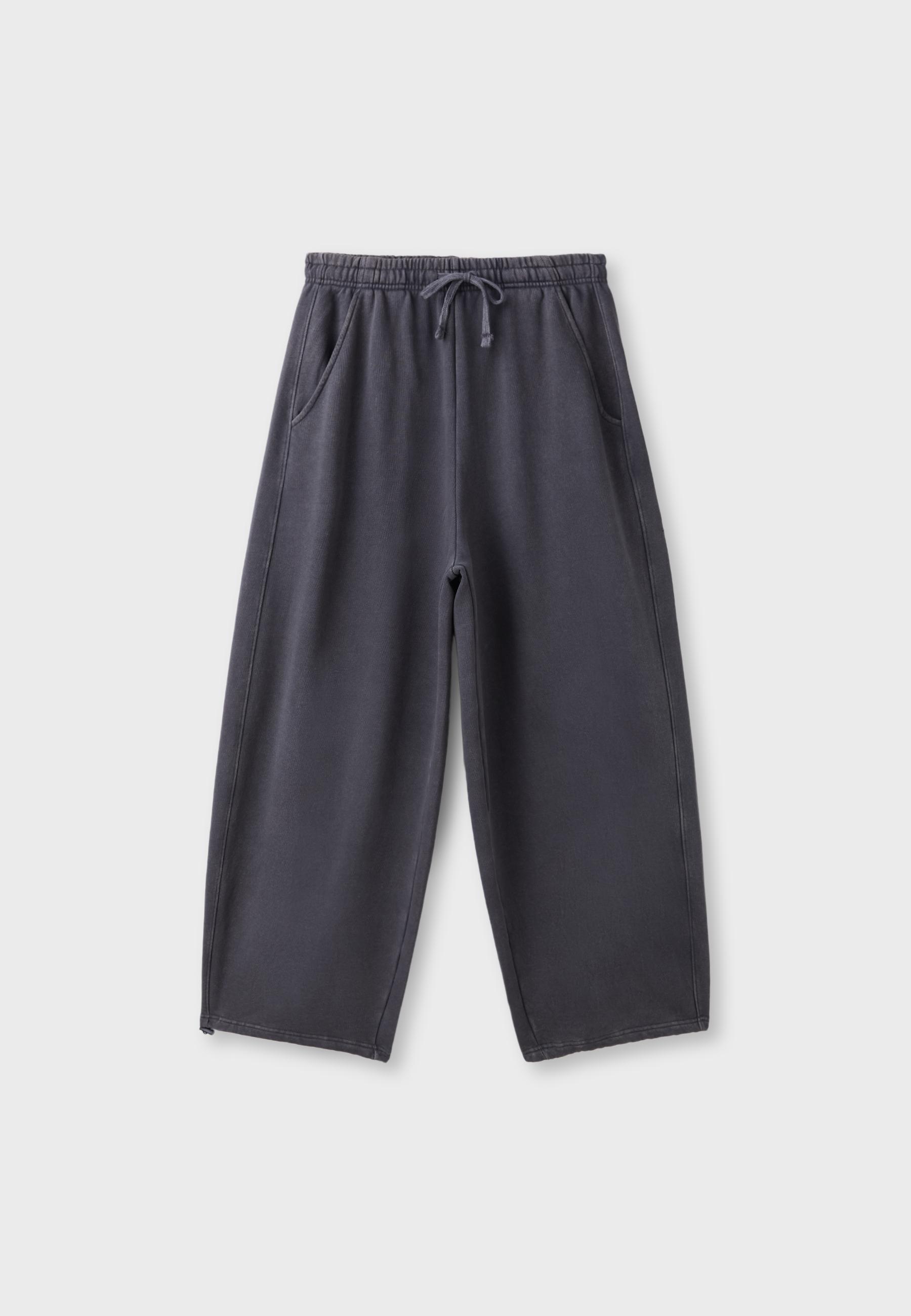 Acid wash plush jogger trousers with toggles — Dark grey