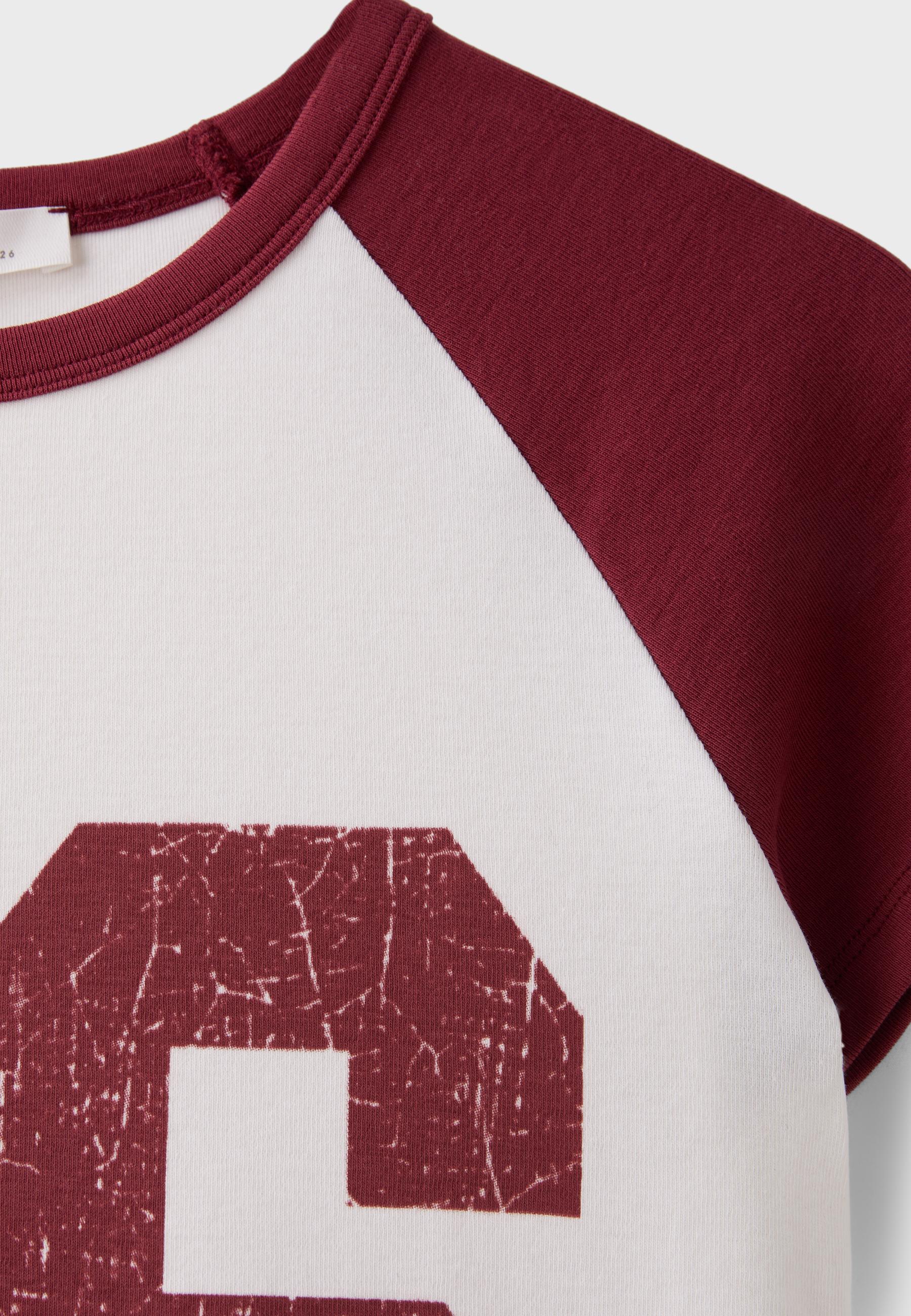 Printed short sleeve T-shirt — Dark red