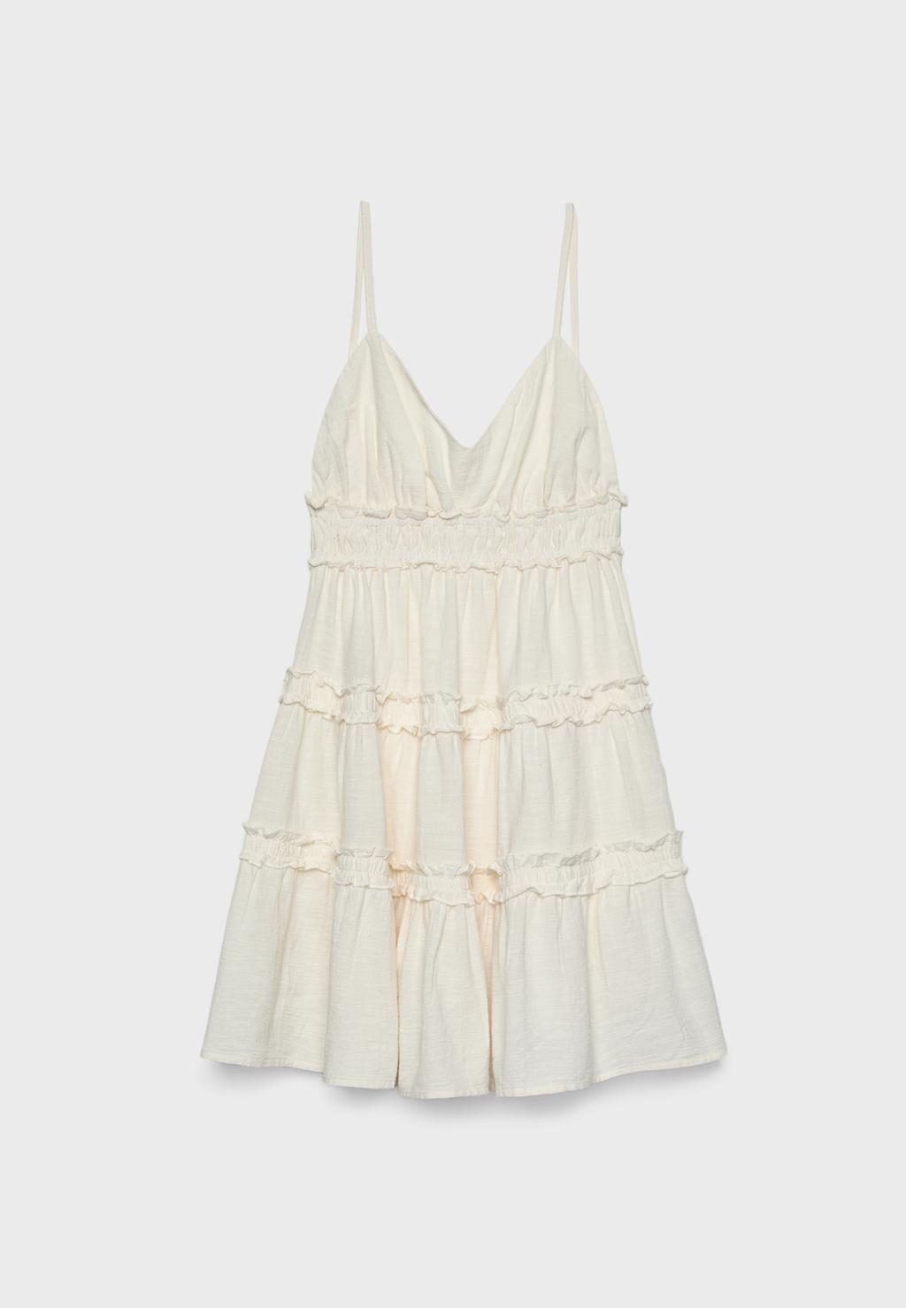 Vestido corto tirantes volantes