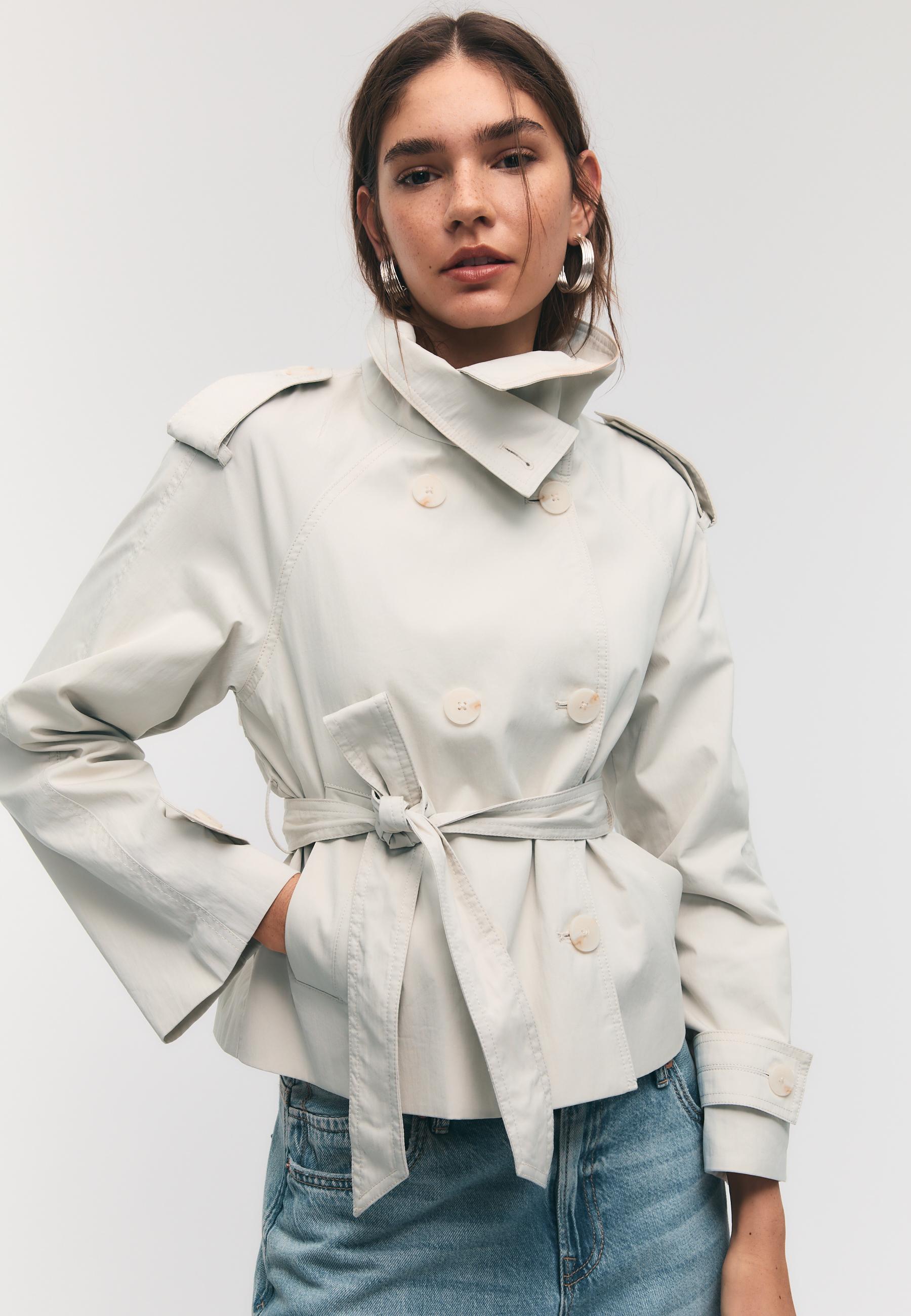 High-neck trench coat with belt — Ice