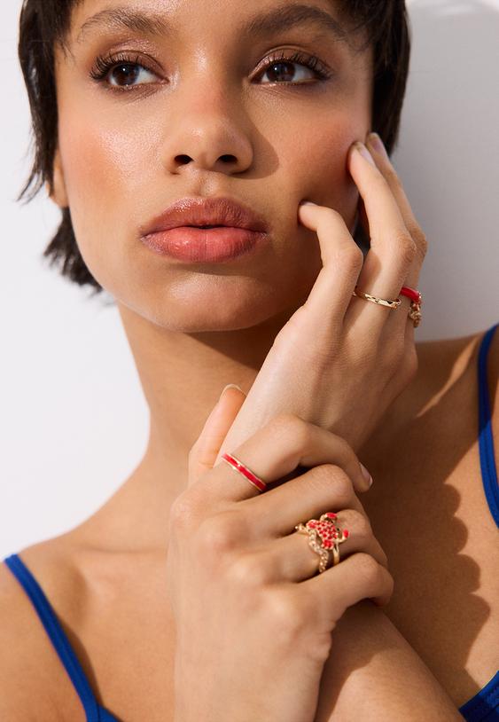 set de 7 anillos cangrejo brillo