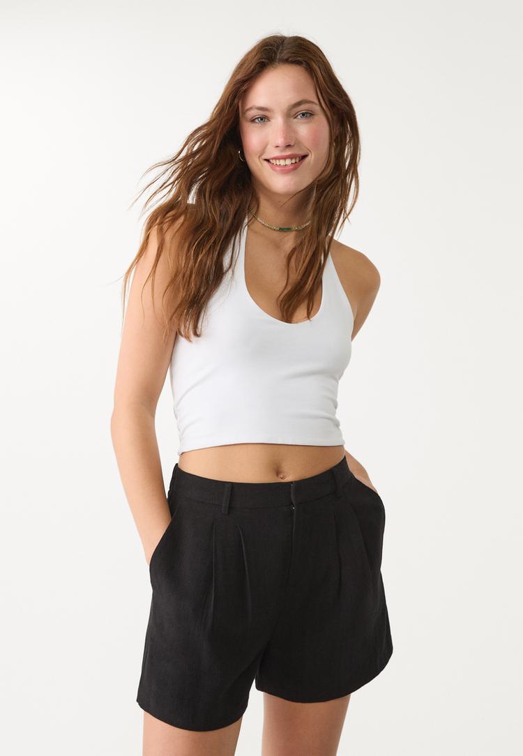 shorts fluido con lino