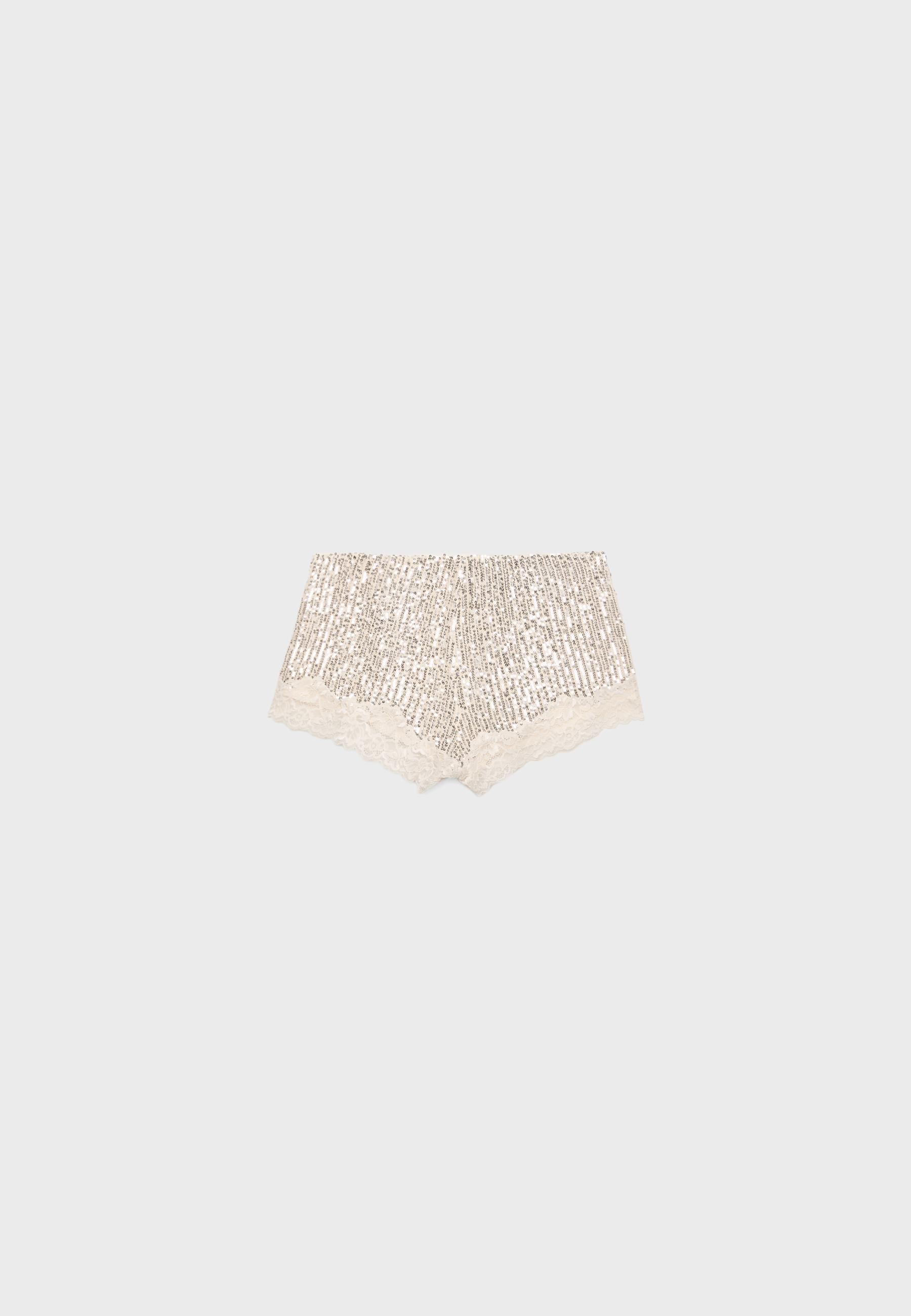 Sequinned lace shorts — Grey