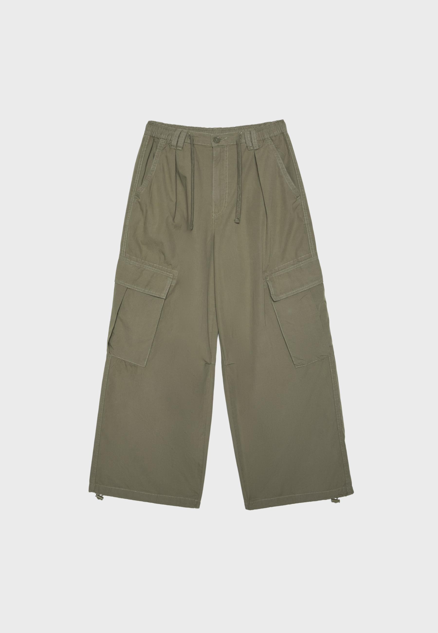 Poplin trousers with stoppers — Khaki