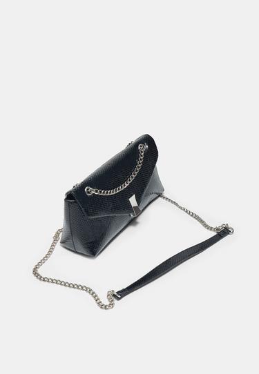 Snakeskin print crossbody bag — Black 3
