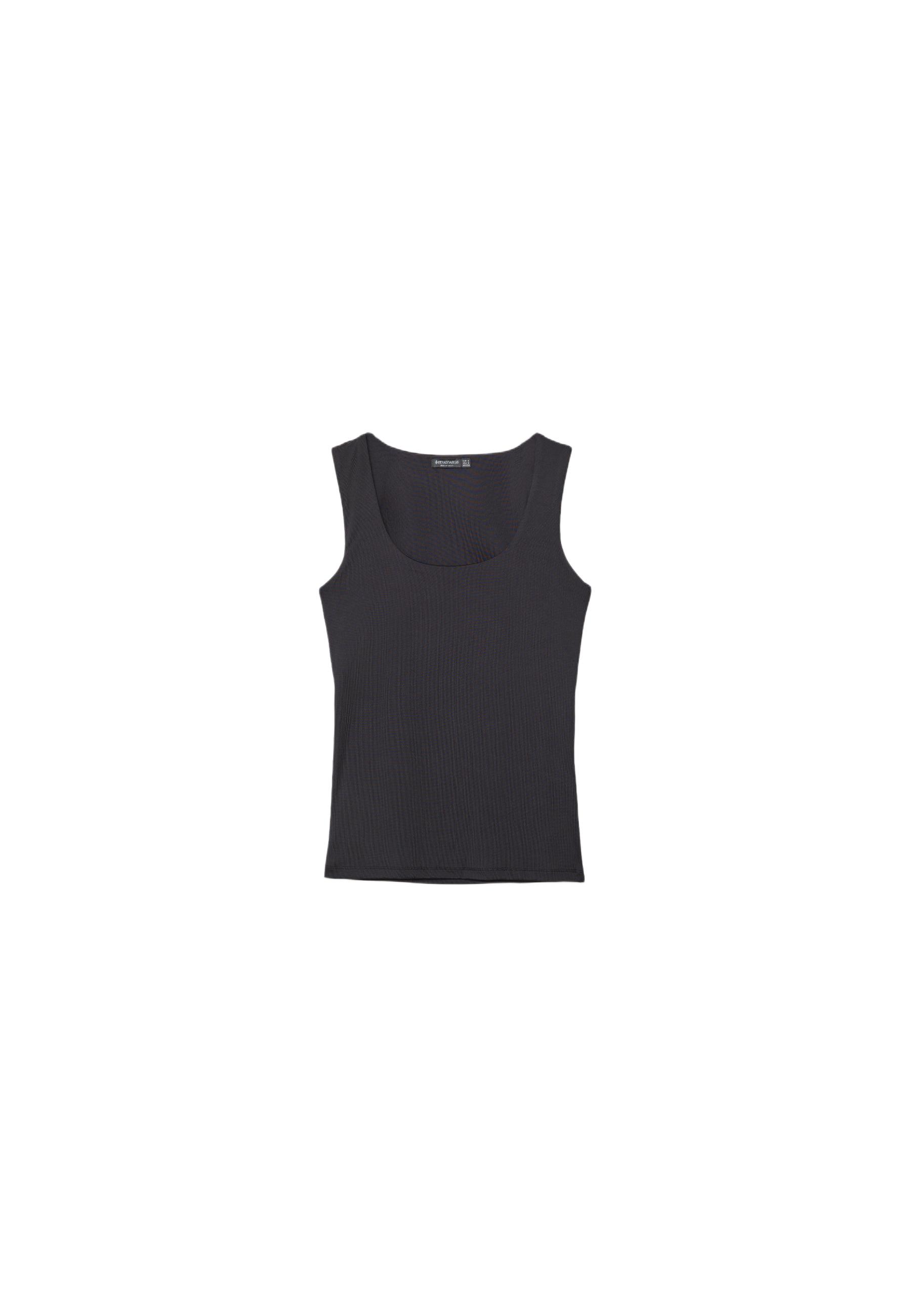 Polyamide wide-strap T-shirt — Black