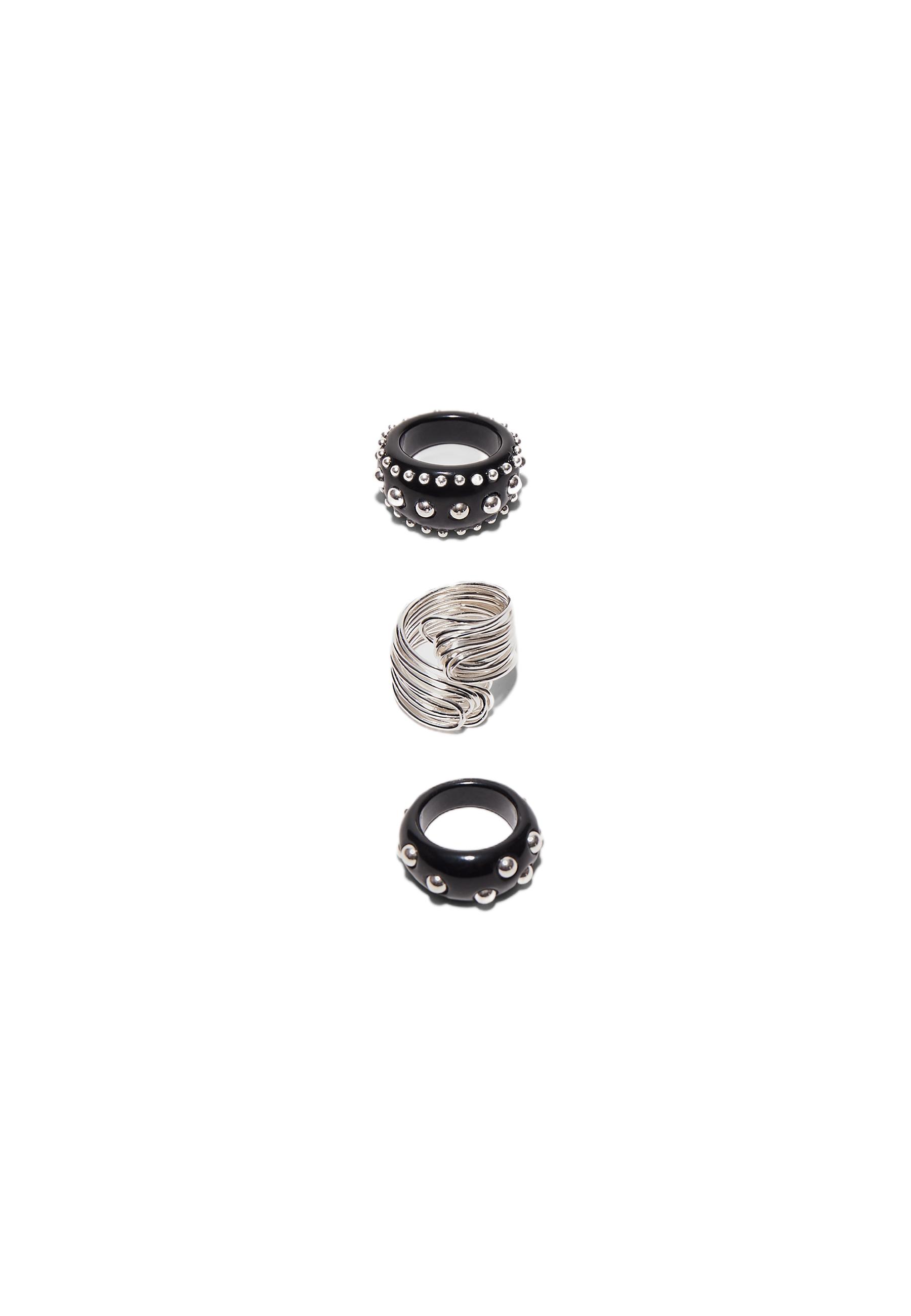 Set of 3 studded rings — Grey