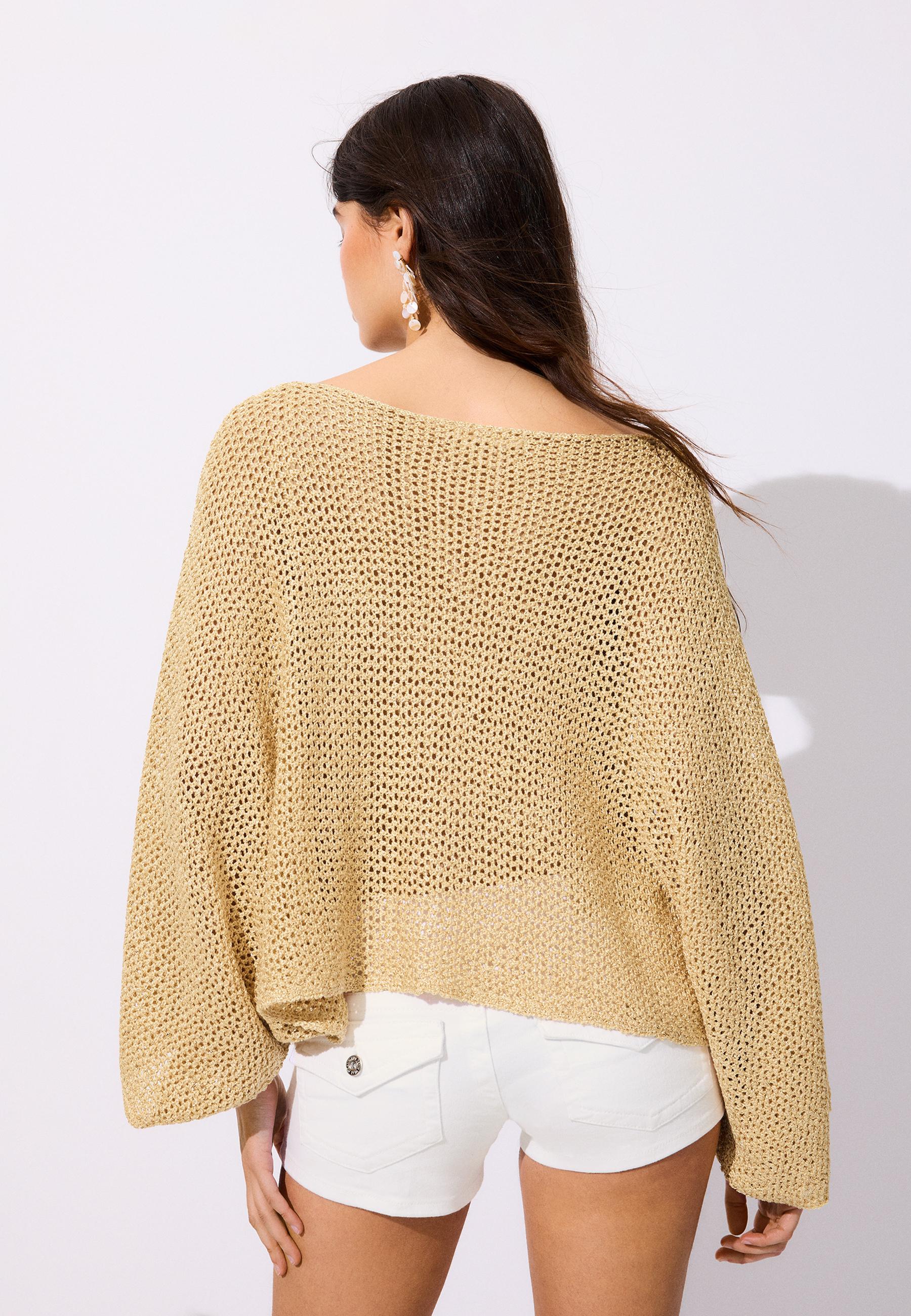 Shimmery knit cape — CORN YELLOW