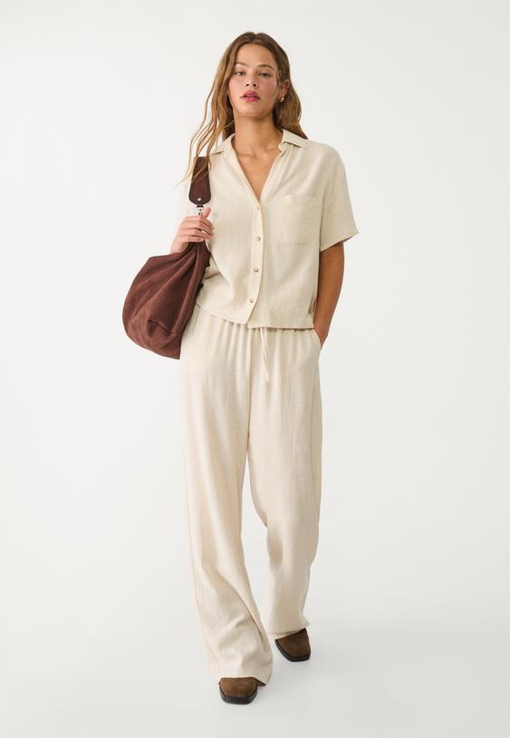 short sleeve linen effect shirt