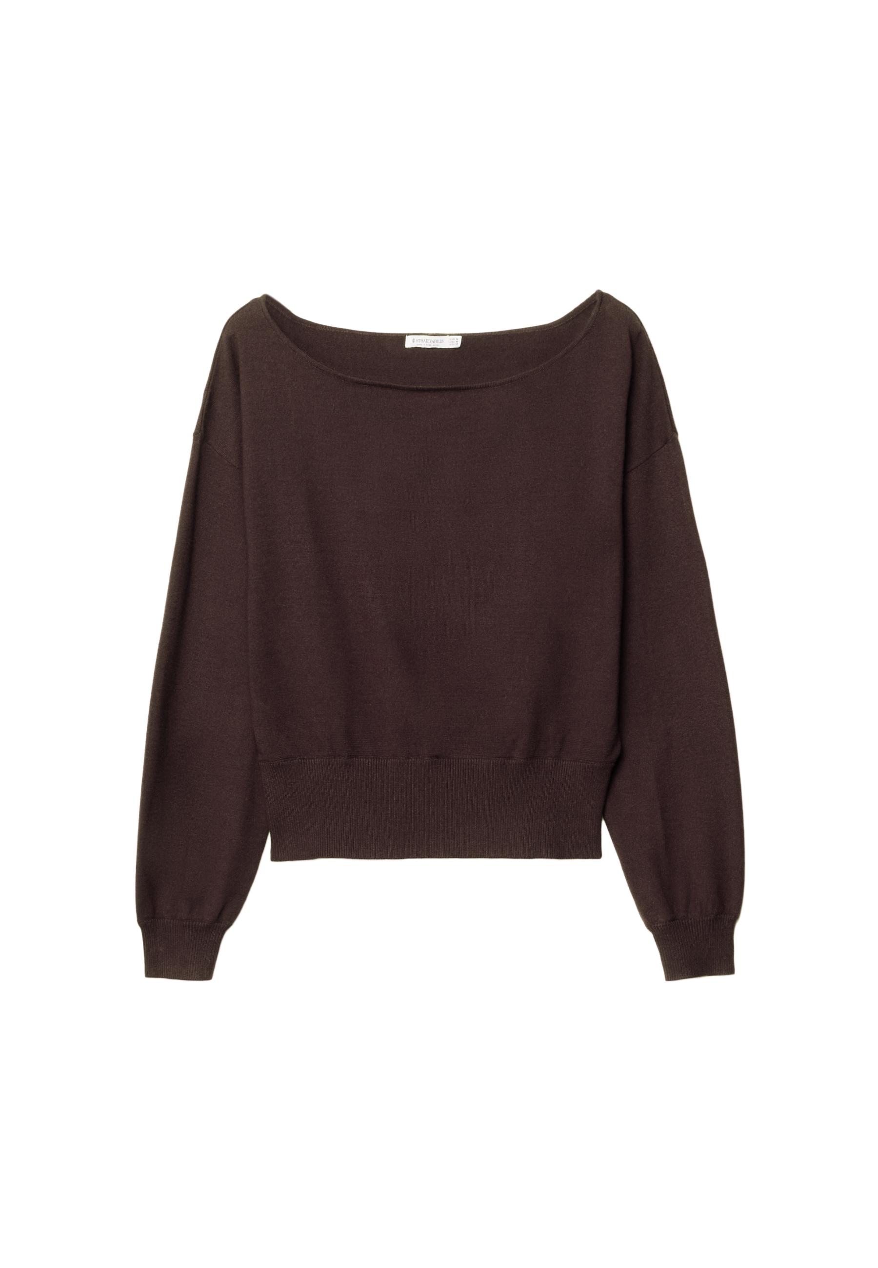 Asymmetric knit sweater — Brown