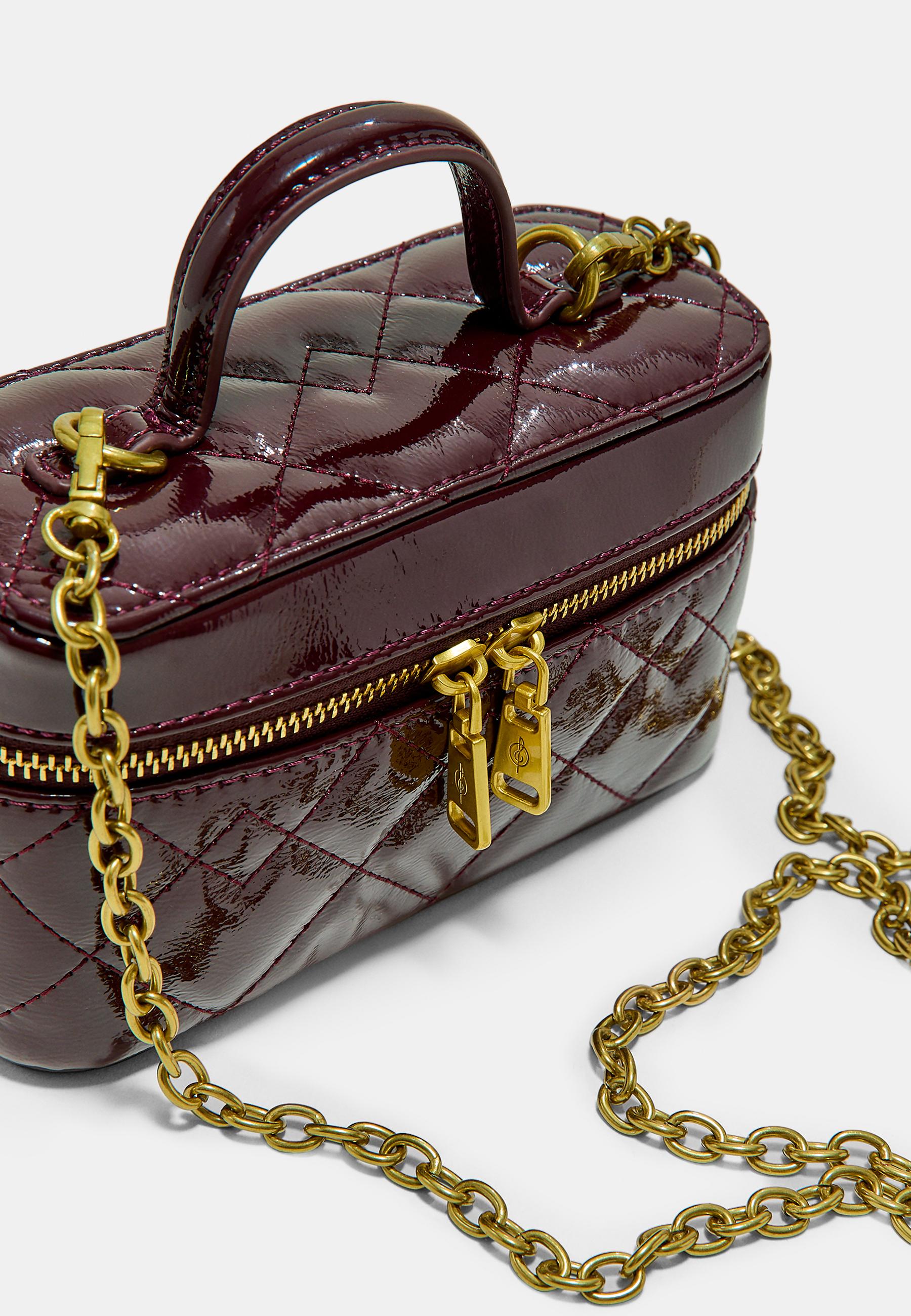 Quilted crossbody bag with handle — Burgundy