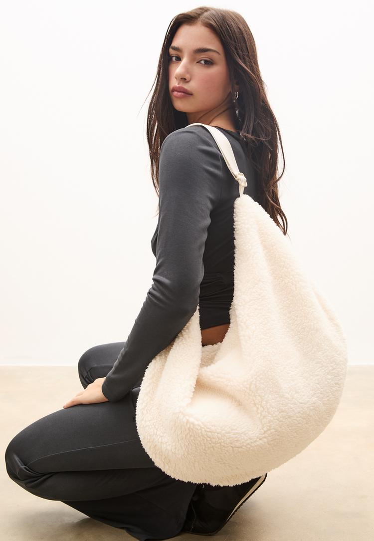 sac bandouliere effet peau de mouton