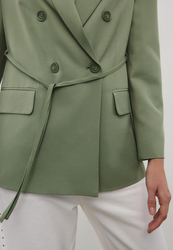 Stradivarius Belted Blazer Khaki M