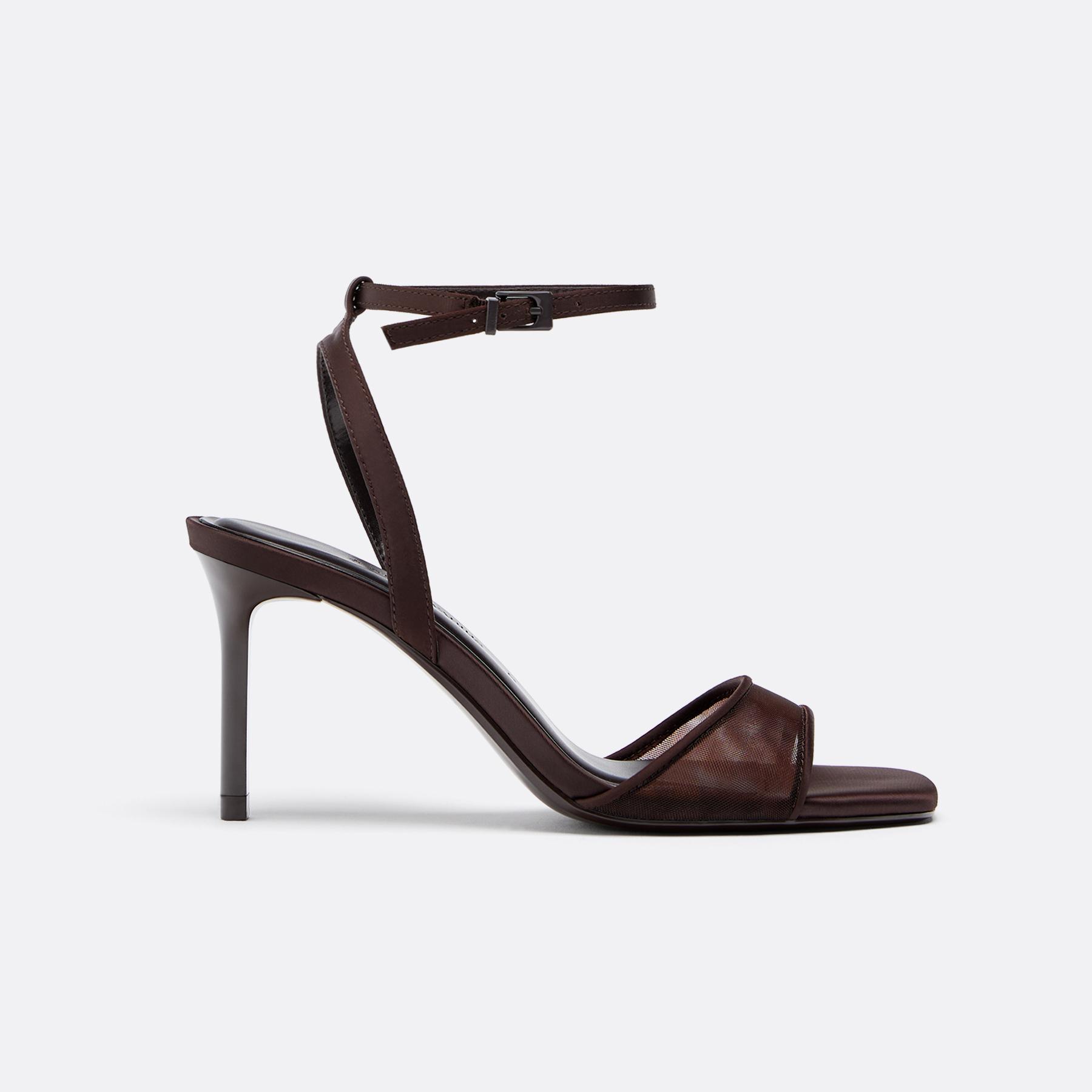 WIDE FIT. Mesh stiletto heeled sandals — BROWN