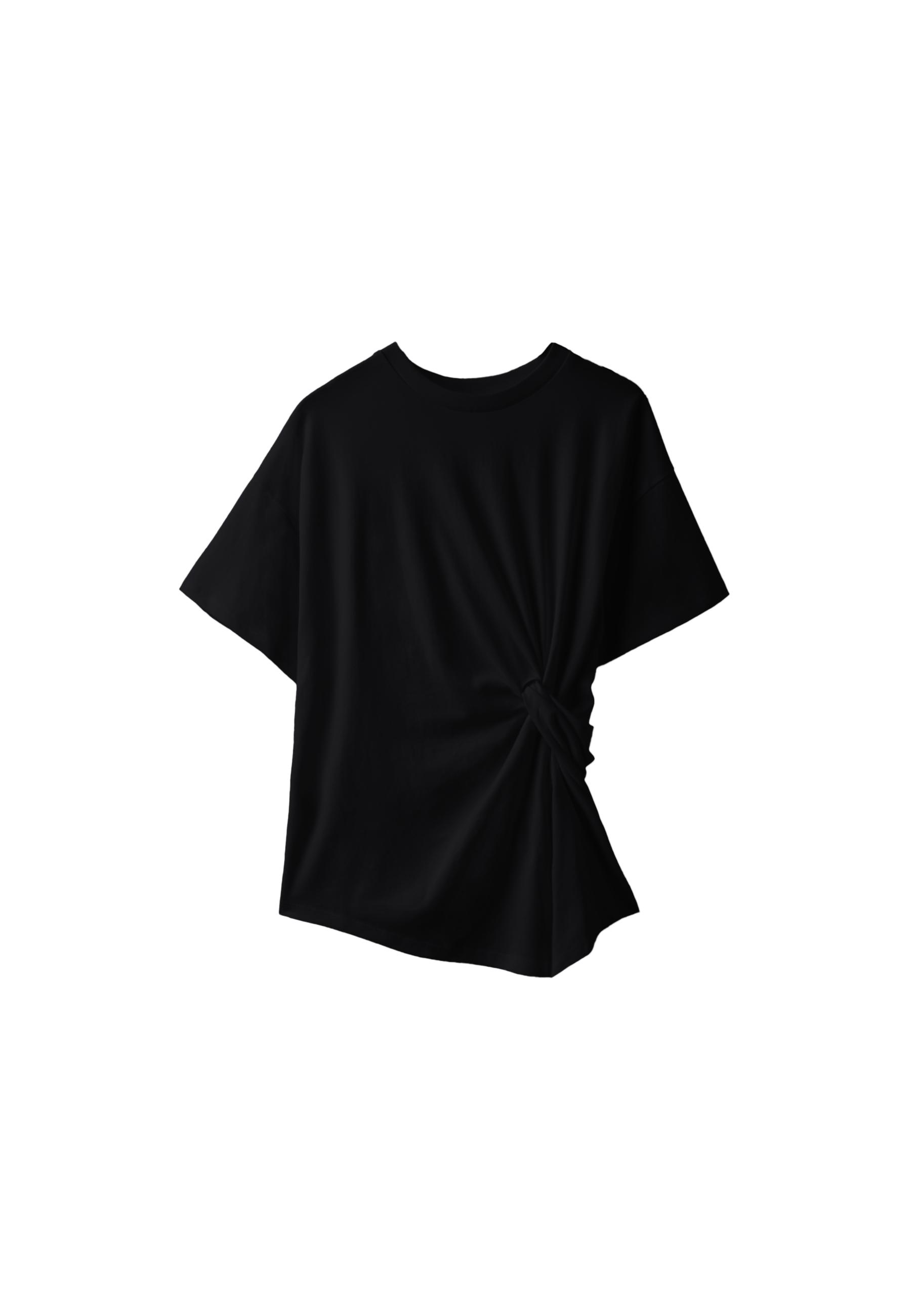 Short sleeve knot-detail T-shirt — Black