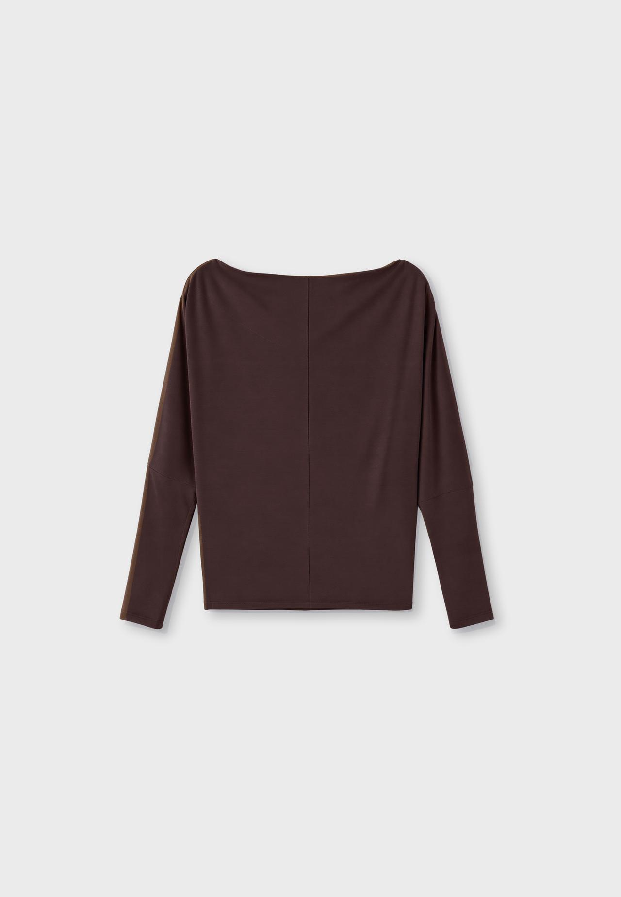 Asymmetric modal T-shirt — Brown