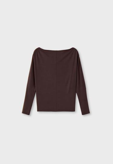 Asymmetric modal T-shirt — Brown 8