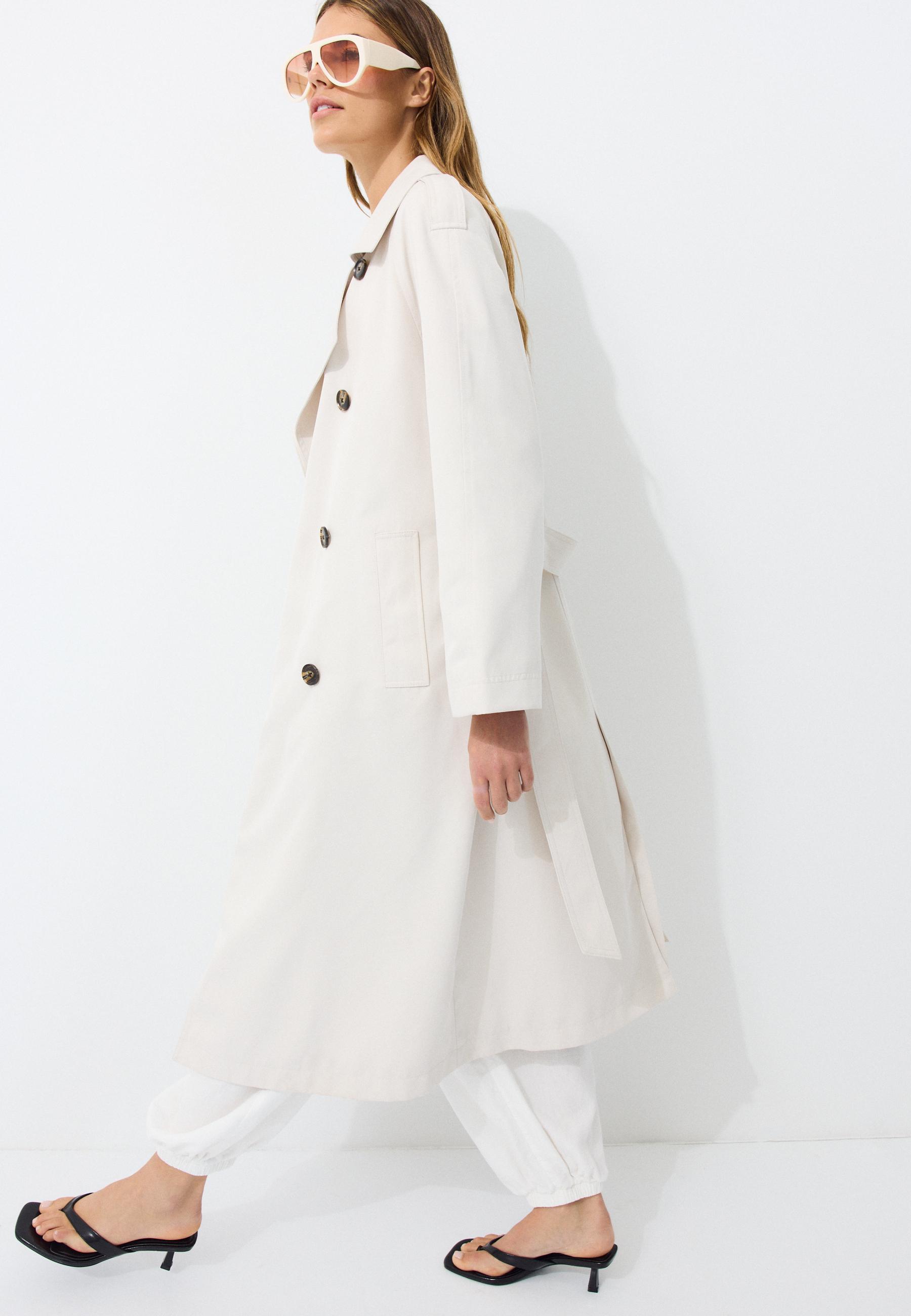 Long flowing trench coat — Stone