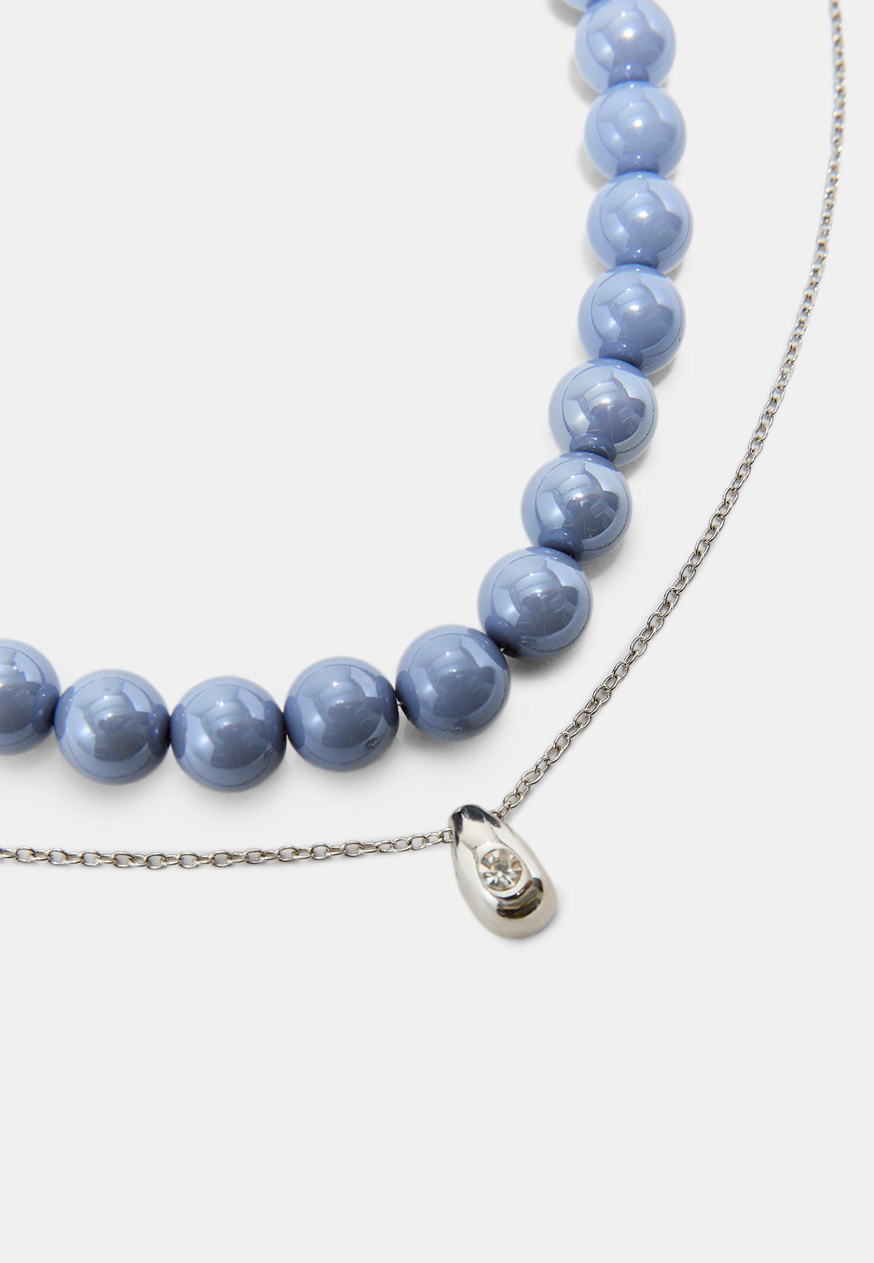 Set of 2 bead necklaces — Grey