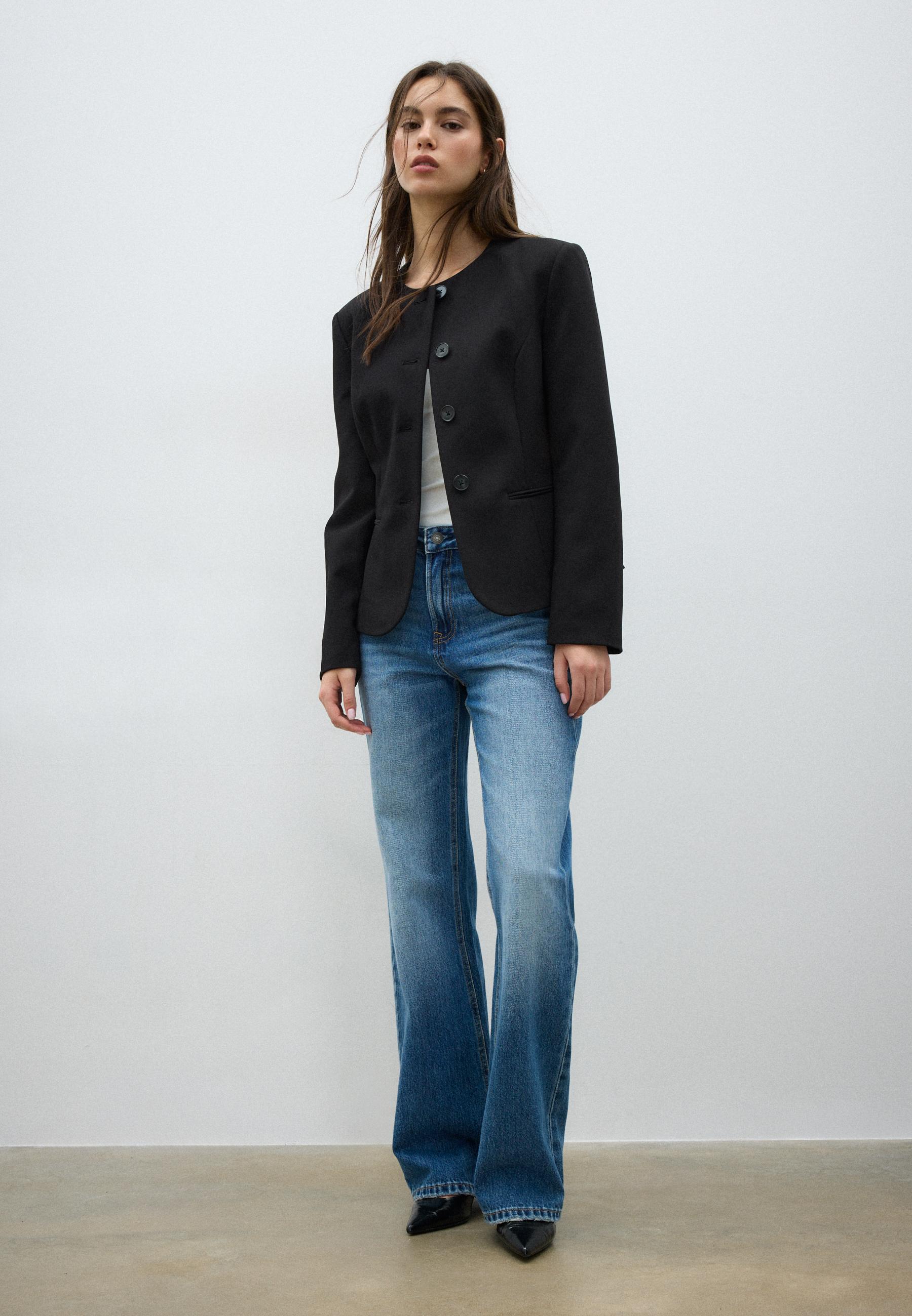 Collarless blazer — Black