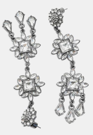 Long rhinestone earrings — Grey 4