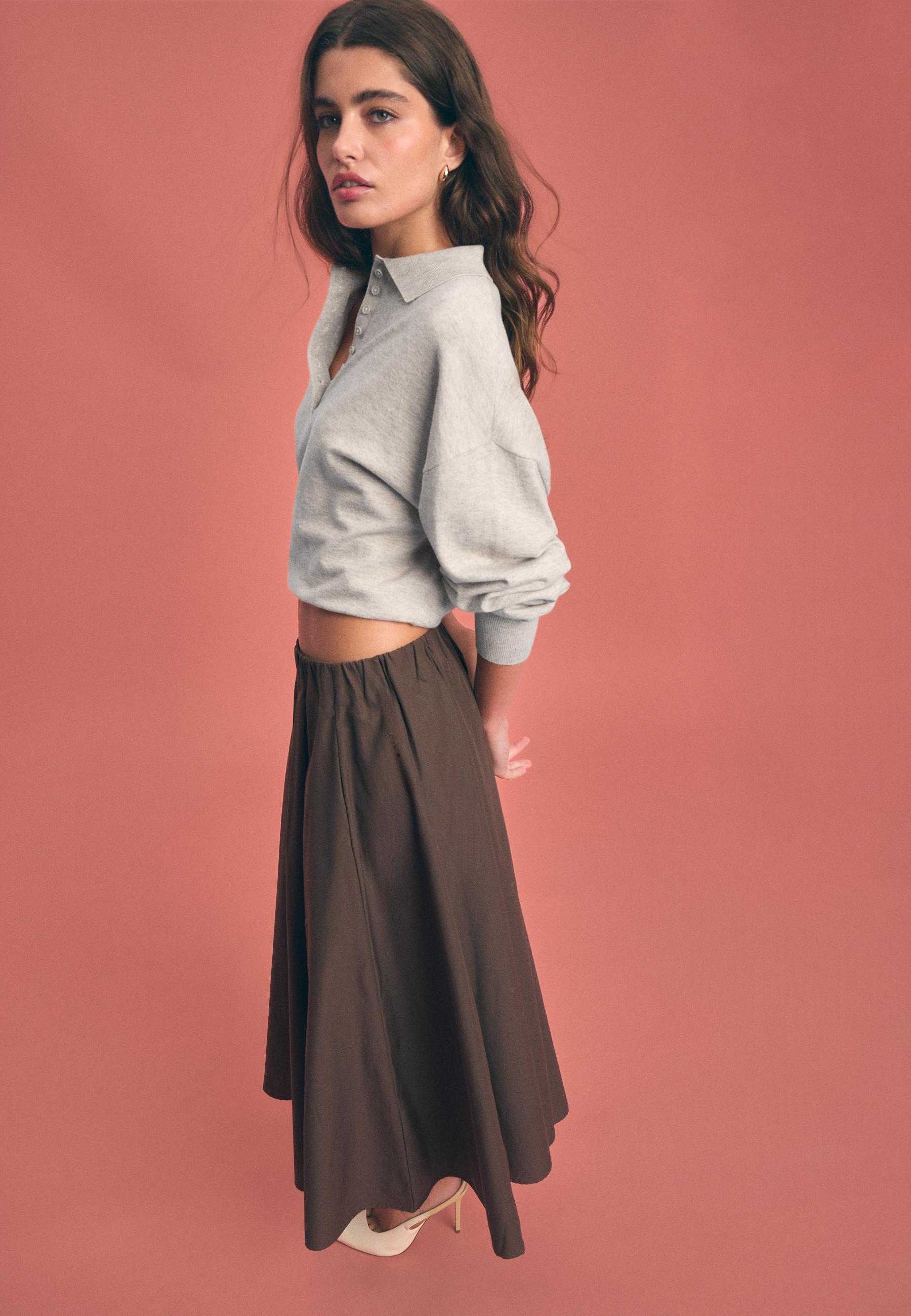 Poplin seam skirt — Brown