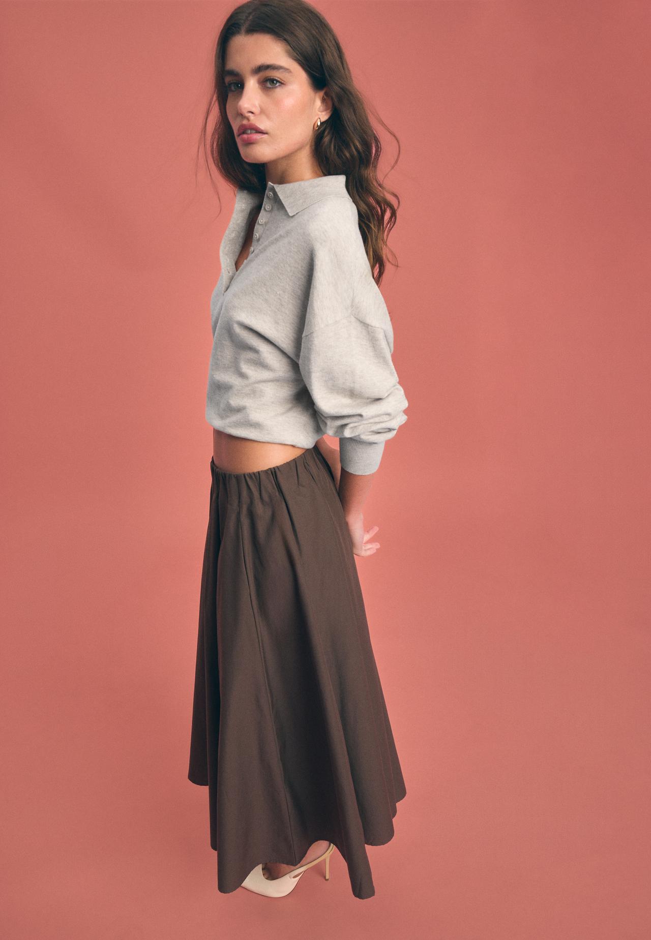 Poplin seam skirt — Brown