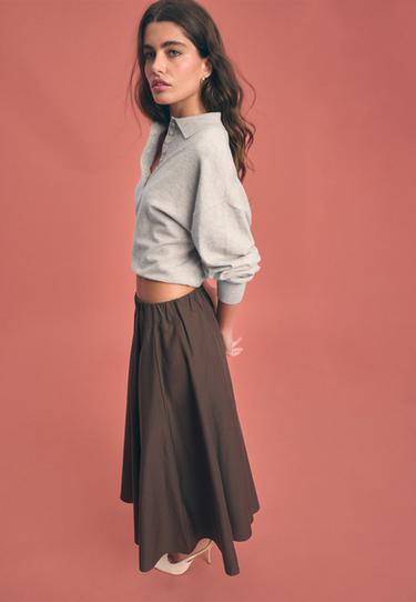 Poplin seam skirt — Brown 6