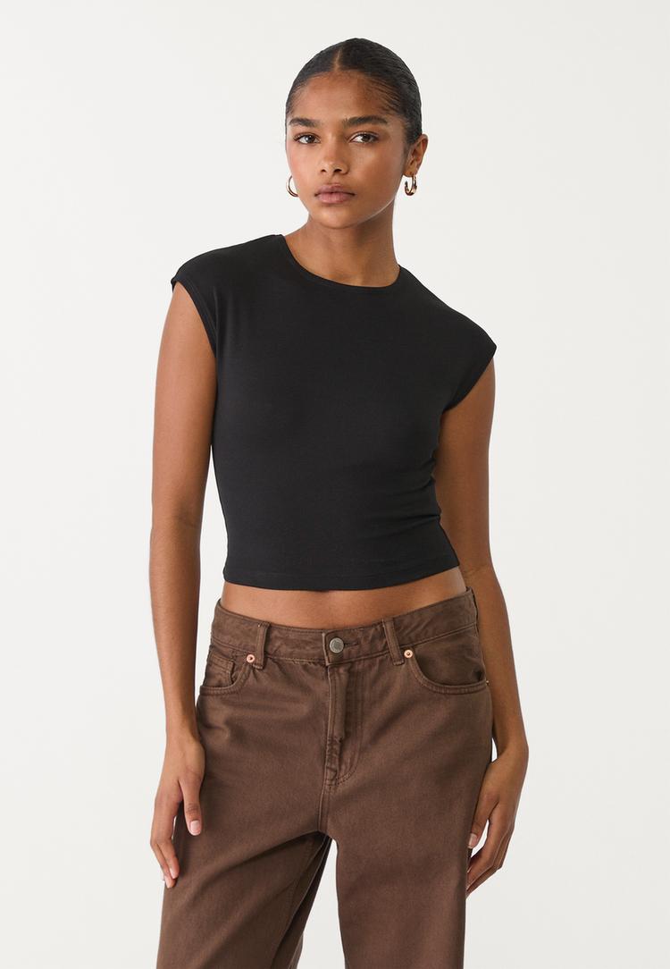 camiseta basica ajustada crop