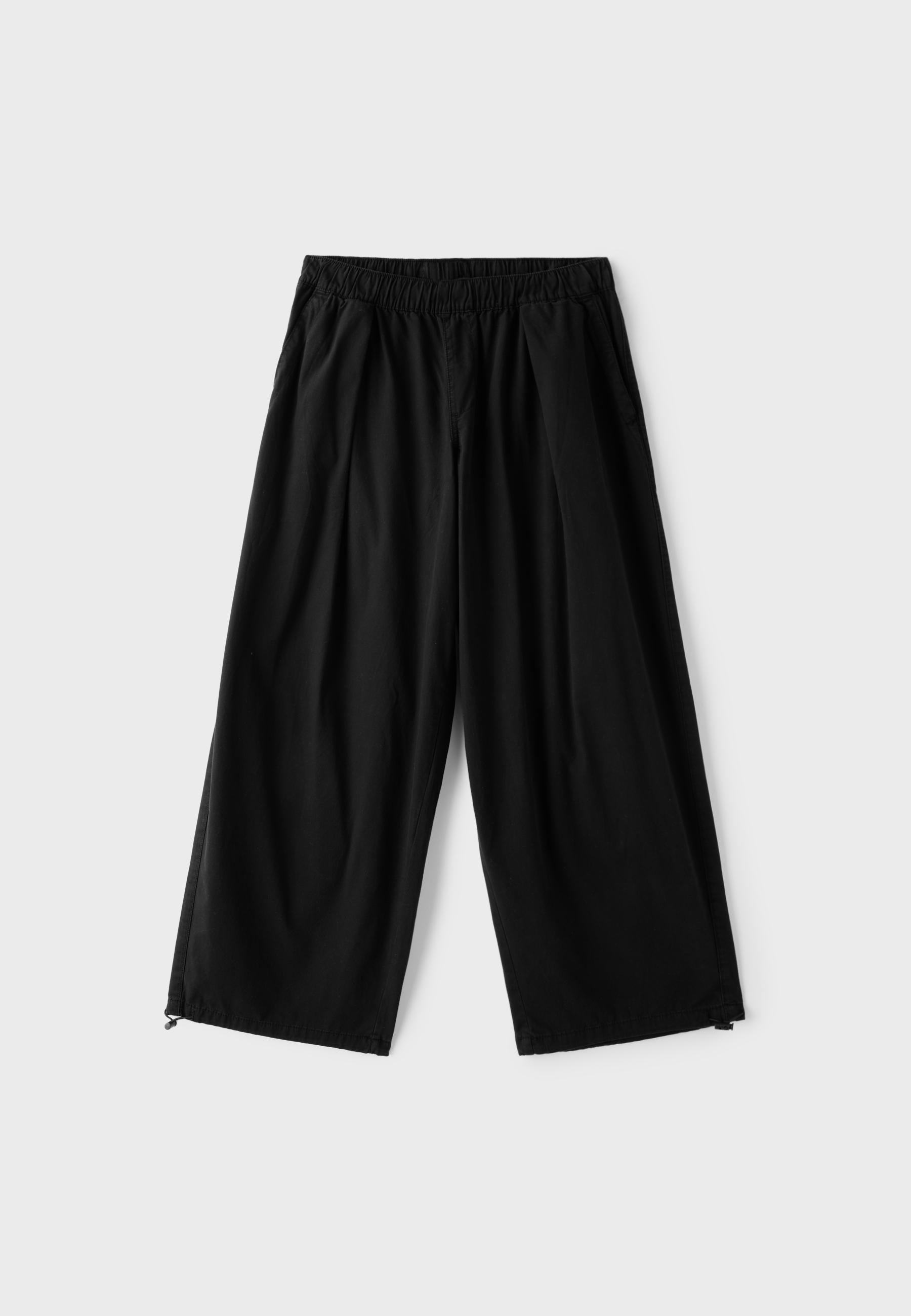 Barrel poplin trousers with stoppers — Black